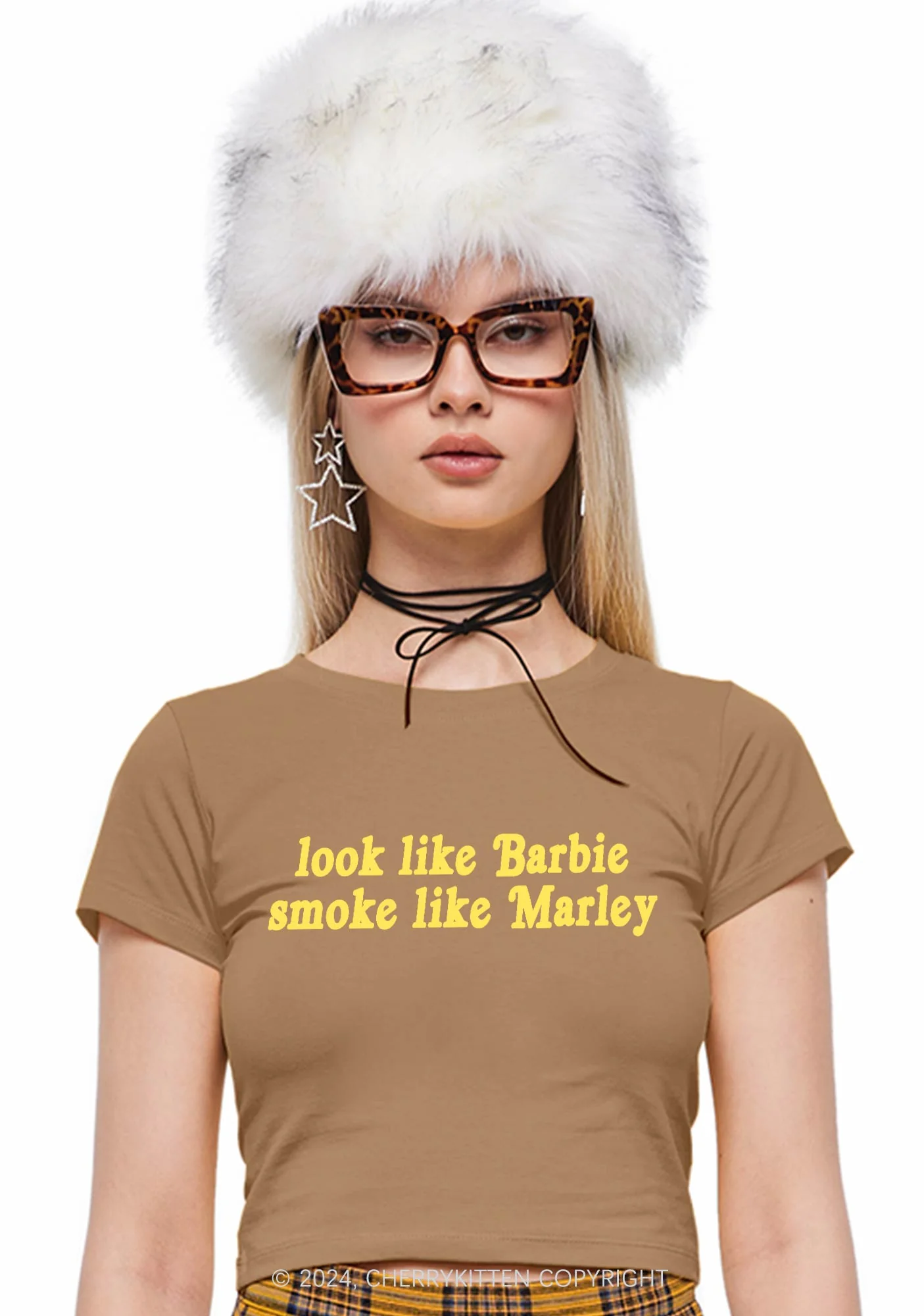 Smoke Like Marley Y2K Baby Tee Cherrykitten - Image 2