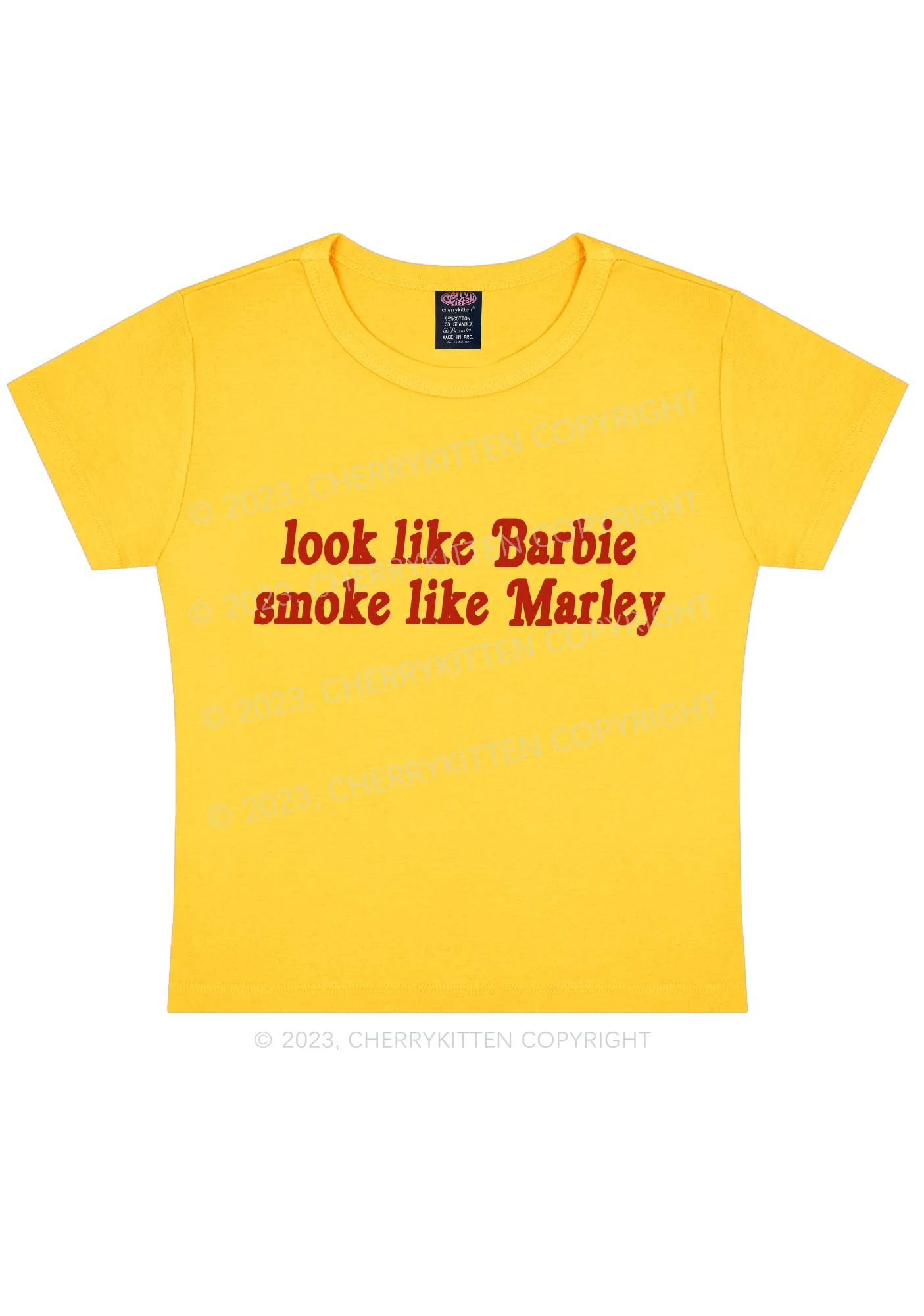 Smoke Like Marley Y2K Baby Tee Cherrykitten - Image 4