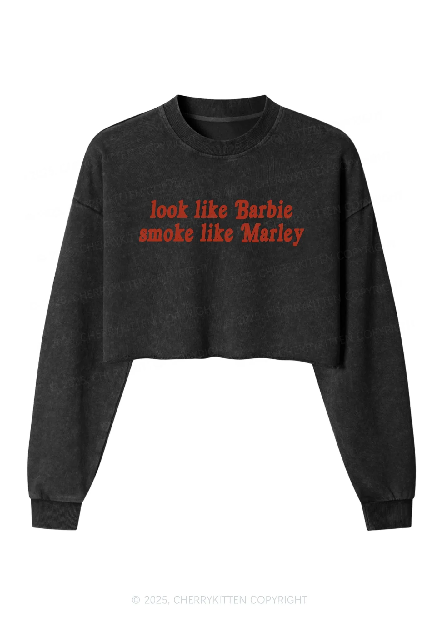 Smoke Like Marley Y2K Crop Washed Sweatshirts Cherrykitten - Image 3