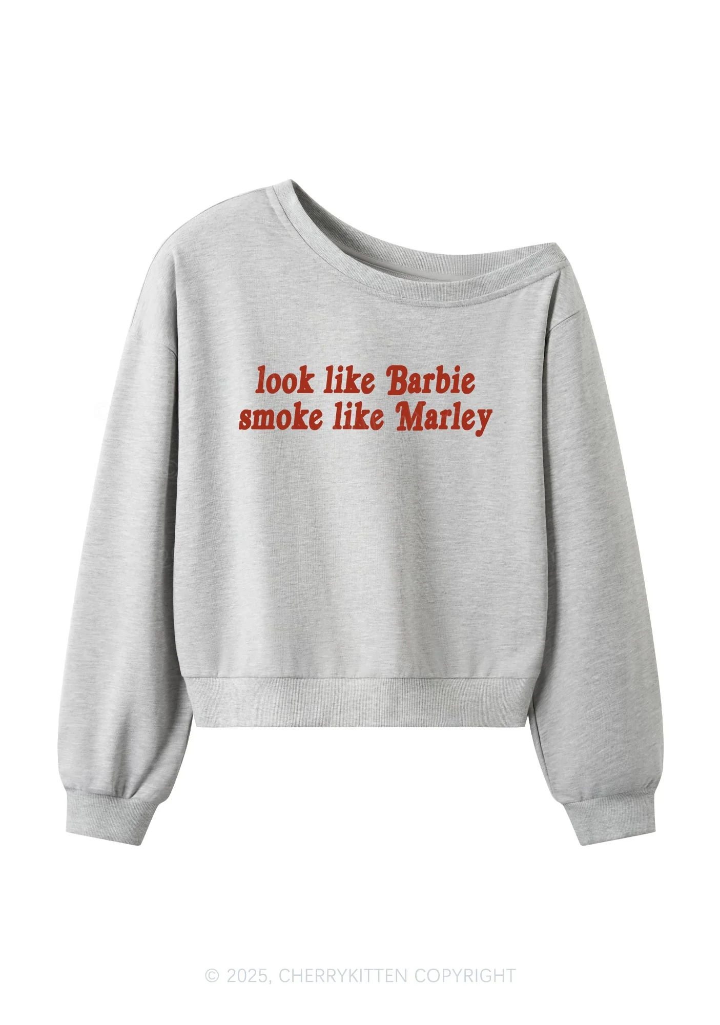 Smoke Like Marley Y2K Off Shoulder Sweatshirts Cherrykitten - Image 4
