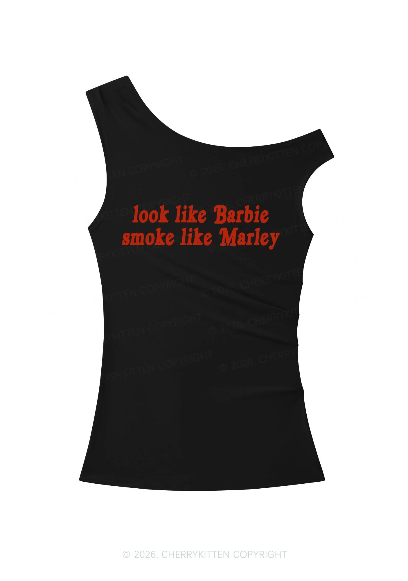 Smoke Like Marley Y2K Off Shoulder Tank Top Cherrykitten - Image 3