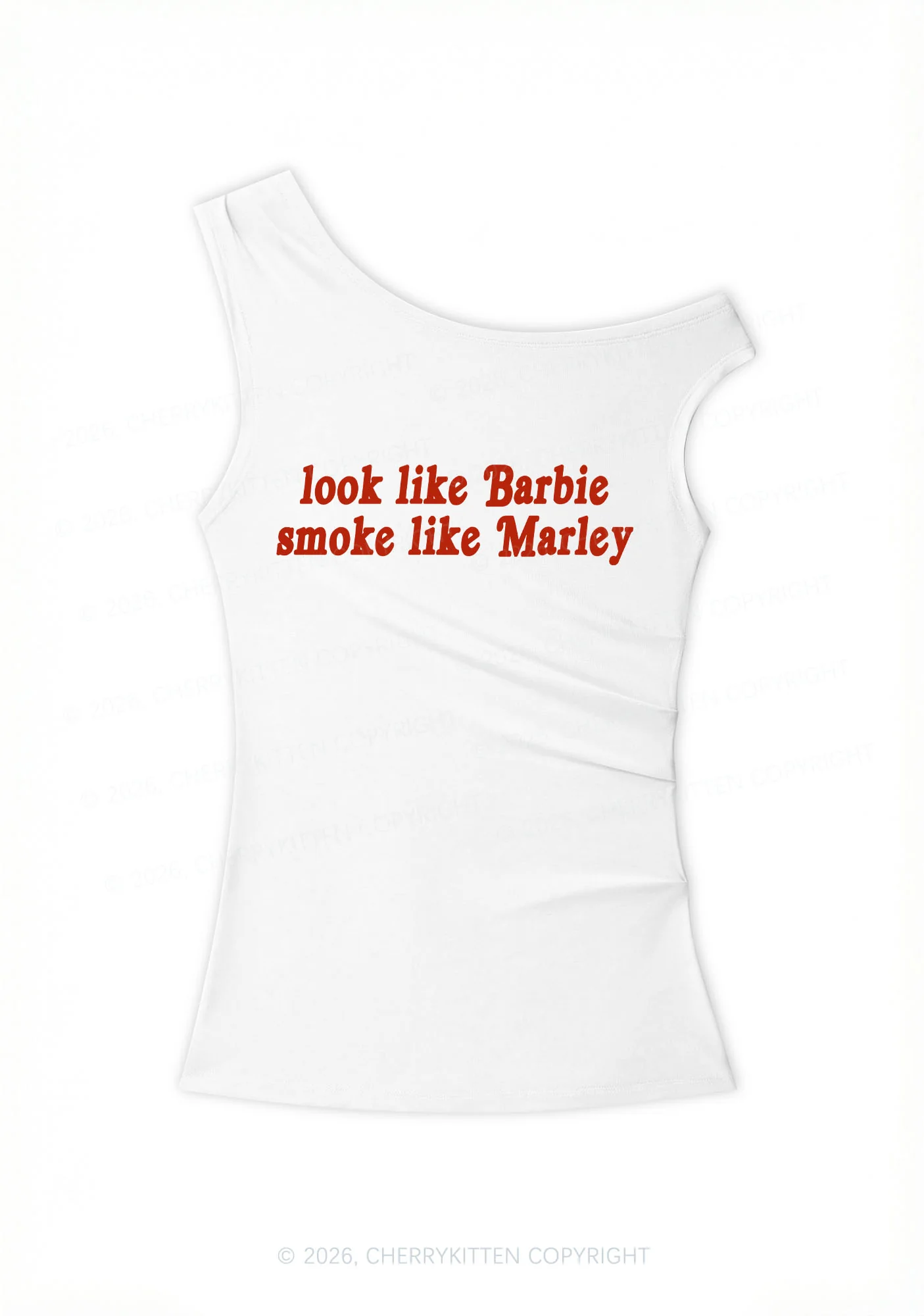 Smoke Like Marley Y2K Off Shoulder Tank Top Cherrykitten - Image 4