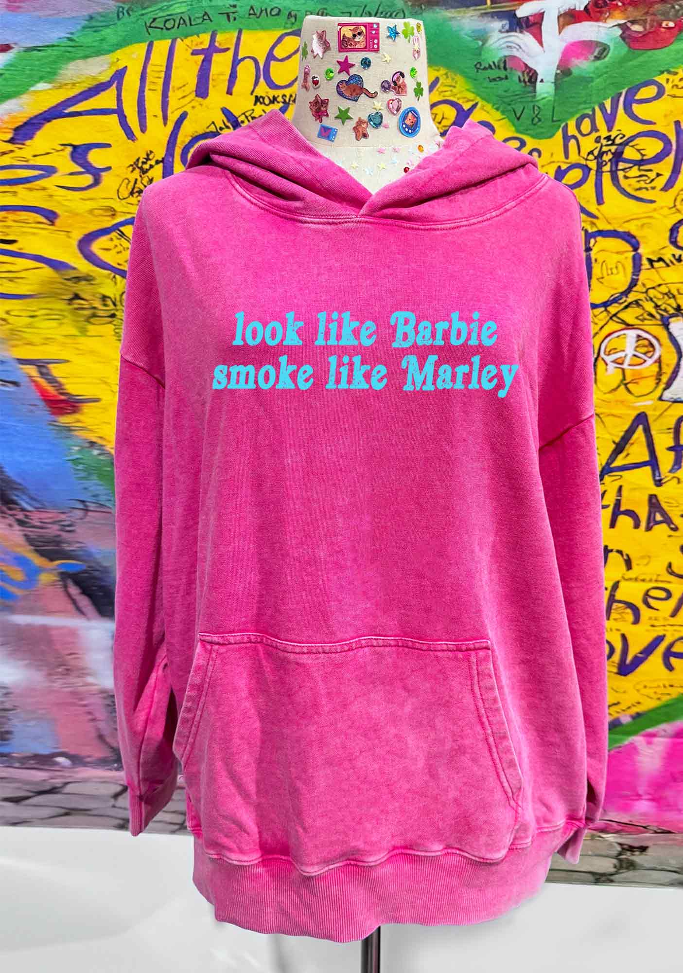 Smoke Like Marley Y2K Washed Hoodie Cherrykitten - Image 2