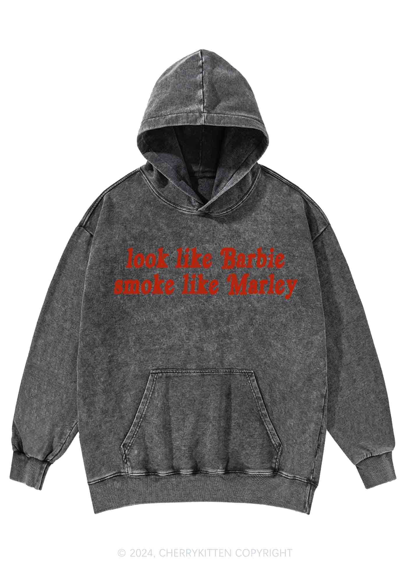 Smoke Like Marley Y2K Washed Hoodie Cherrykitten - Image 3