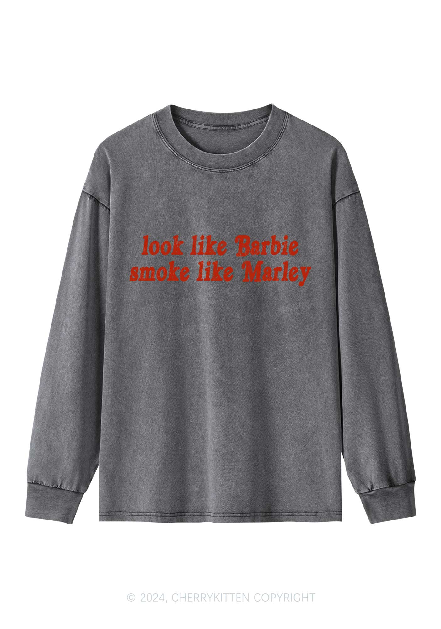 Smoke Like Marley Y2K Washed Long Sleeves Cherrykitten - Image 3