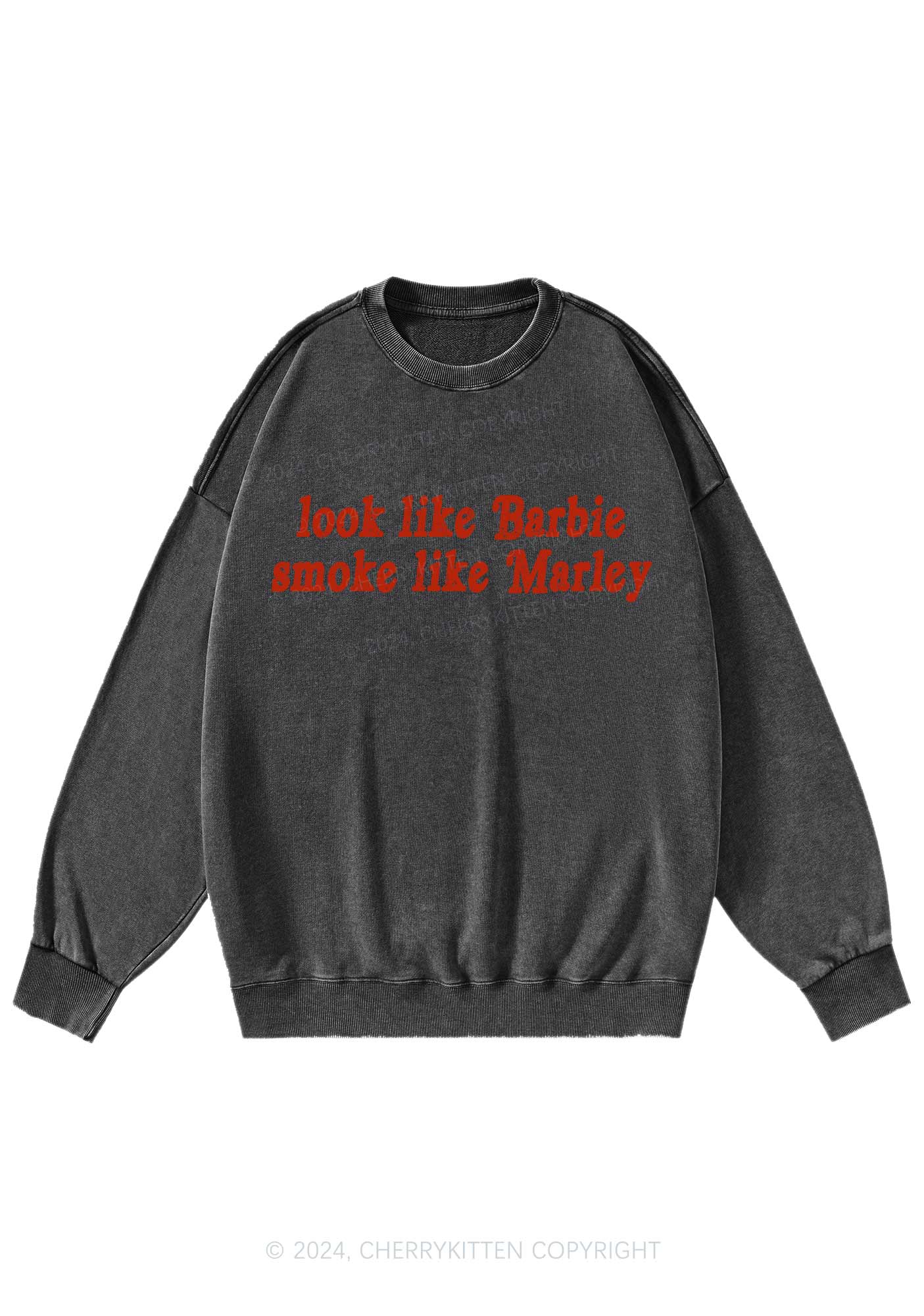 Smoke Like Marley Y2K Washed Sweatshirts Cherrykitten - Image 3