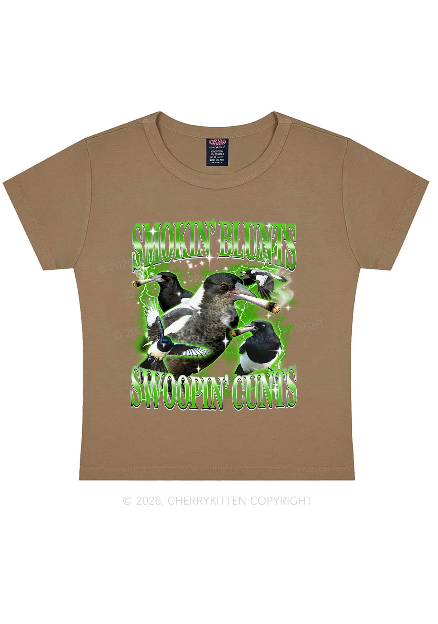 Smokin Blunts Swoopin Cxxts Y2K Baby Tee Cherrykitten - Image 10