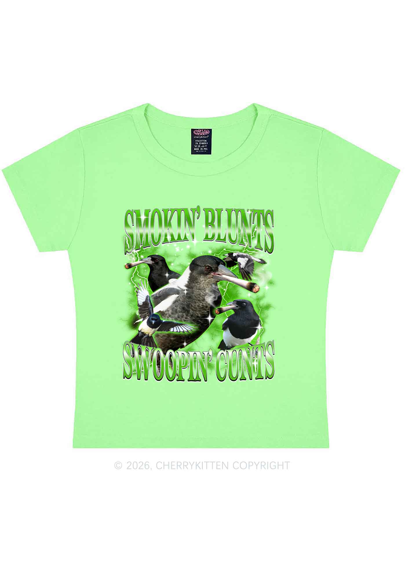 Smokin Blunts Swoopin Cxxts Y2K Baby Tee Cherrykitten - Image 11