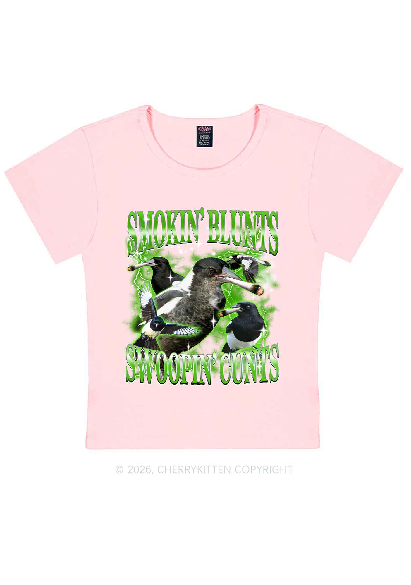 Smokin Blunts Swoopin Cxxts Y2K Baby Tee Cherrykitten - Image 12