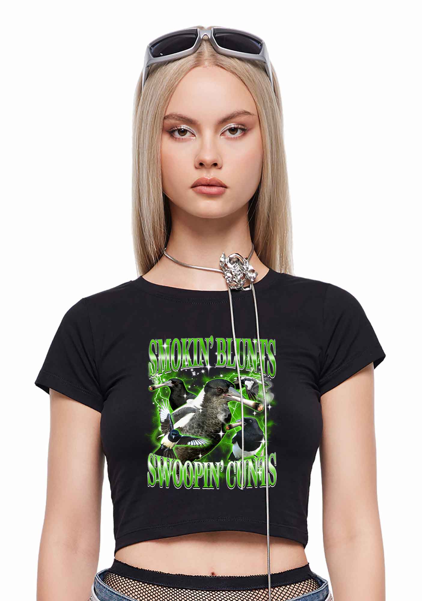 Smokin Blunts Swoopin Cxxts Y2K Baby Tee Cherrykitten - Image 2
