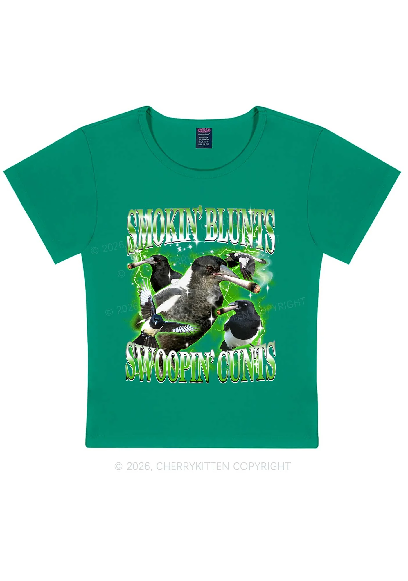 Smokin Blunts Swoopin Cxxts Y2K Baby Tee Cherrykitten - Image 3