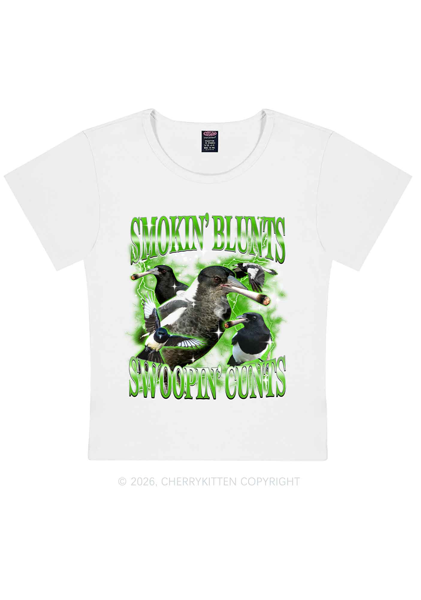 Smokin Blunts Swoopin Cxxts Y2K Baby Tee Cherrykitten - Image 4