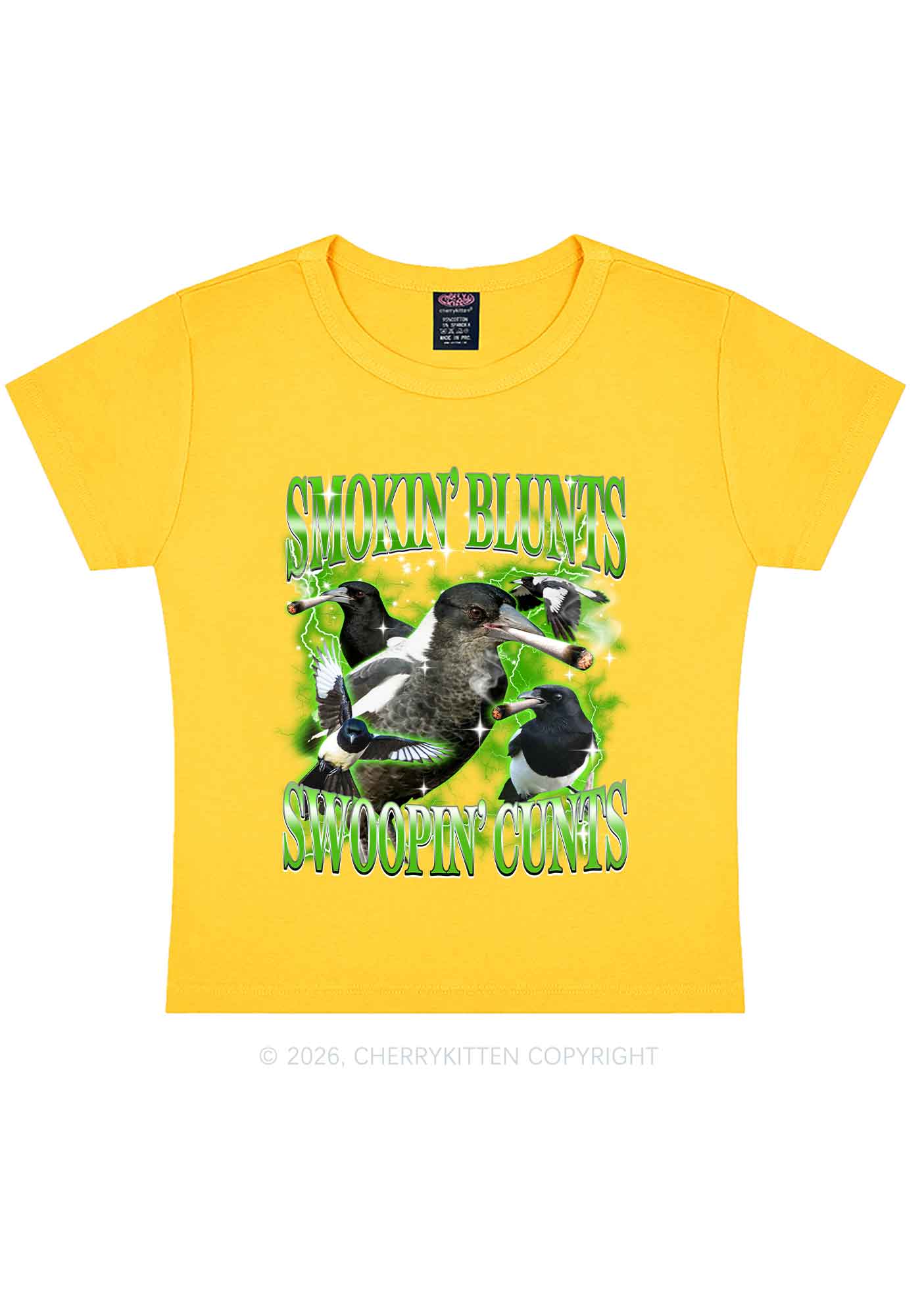 Smokin Blunts Swoopin Cxxts Y2K Baby Tee Cherrykitten - Image 5
