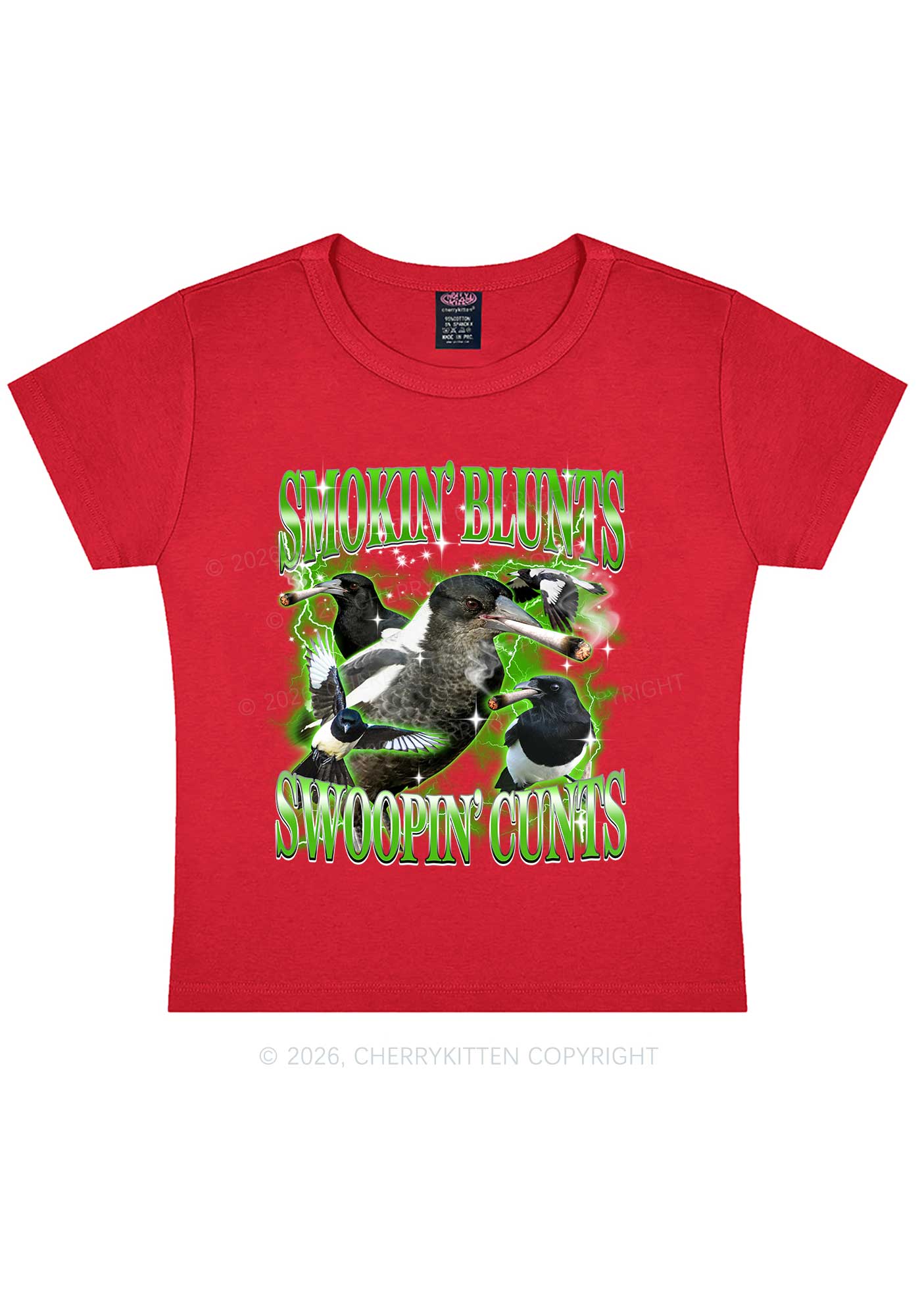 Smokin Blunts Swoopin Cxxts Y2K Baby Tee Cherrykitten - Image 6