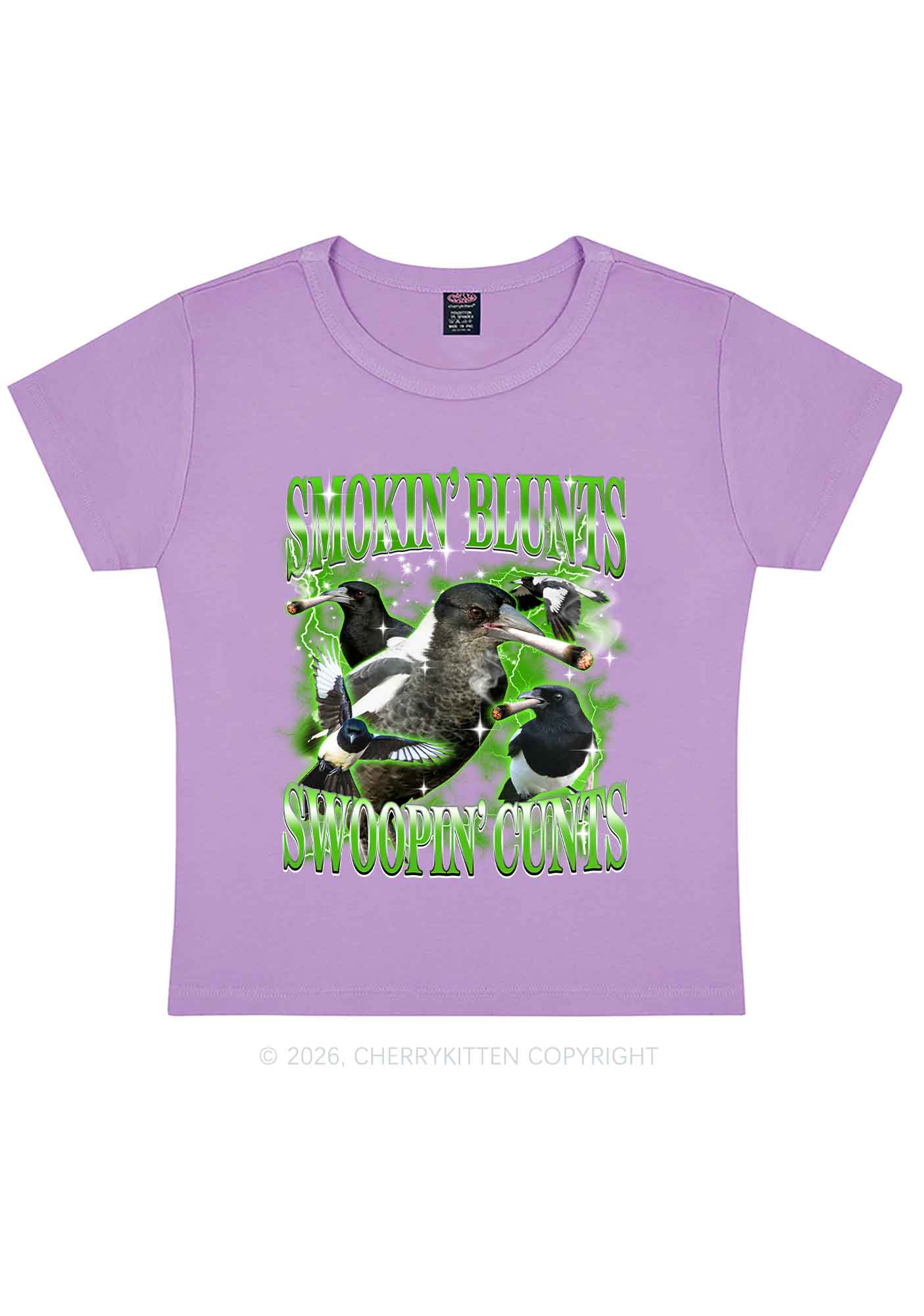 Smokin Blunts Swoopin Cxxts Y2K Baby Tee Cherrykitten - Image 7