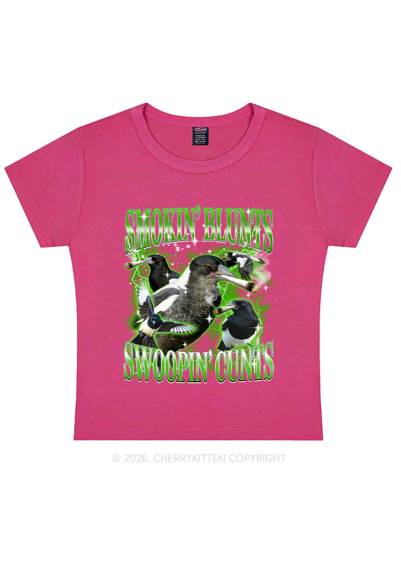 Smokin Blunts Swoopin Cxxts Y2K Baby Tee Cherrykitten - Image 8