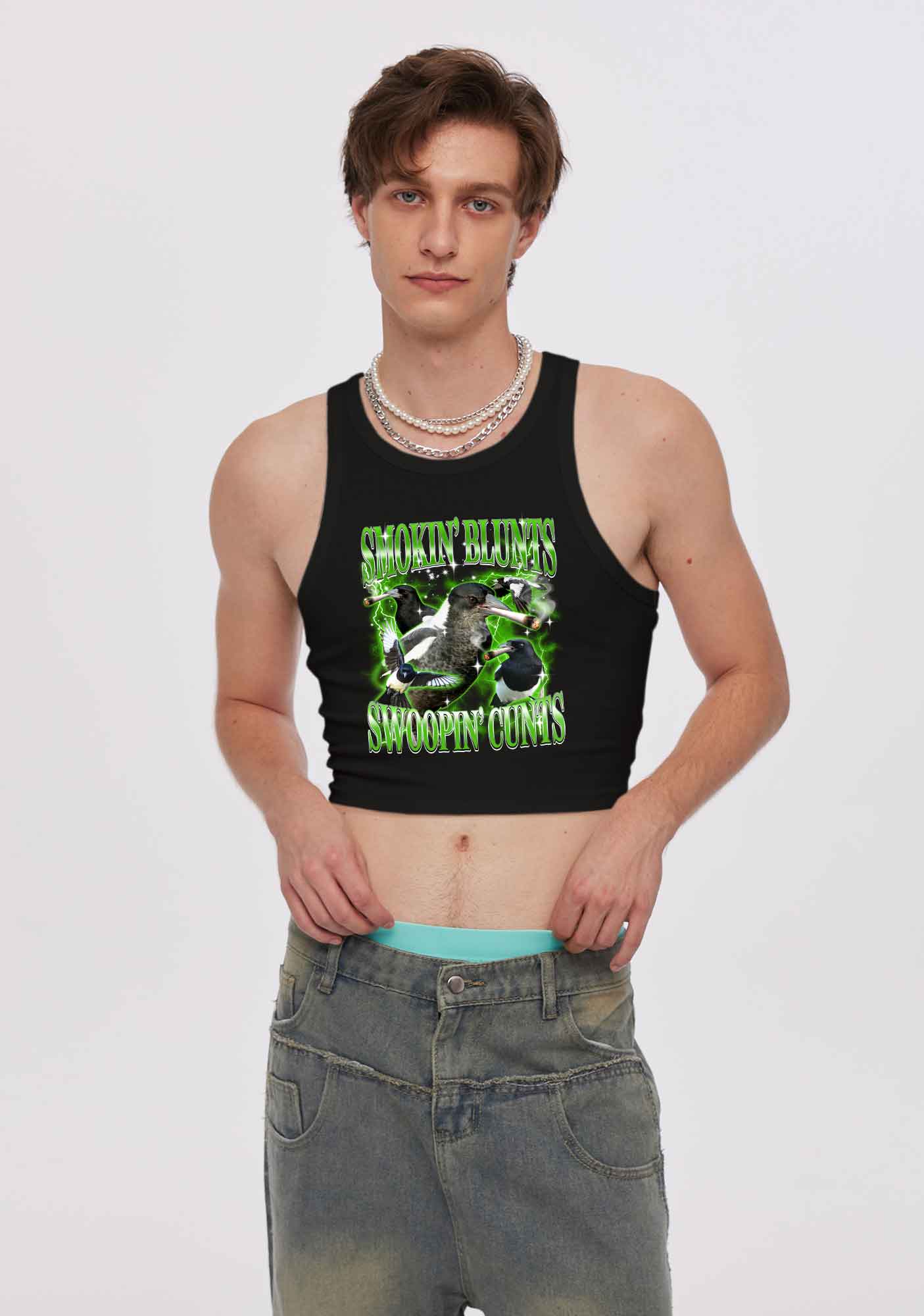 Smokin Blunts Swoopin Cxxts Y2K Crop Tank Top Cherrykitten - Image 2