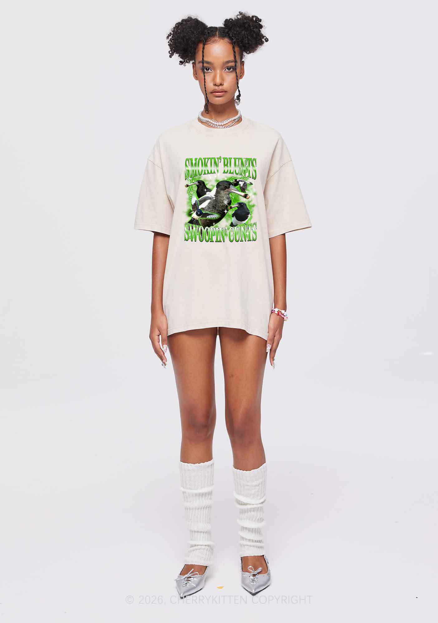 Smokin Blunts Swoopin Cxxts Y2K Shirts Washed Tee Cherrykitten - Image 2