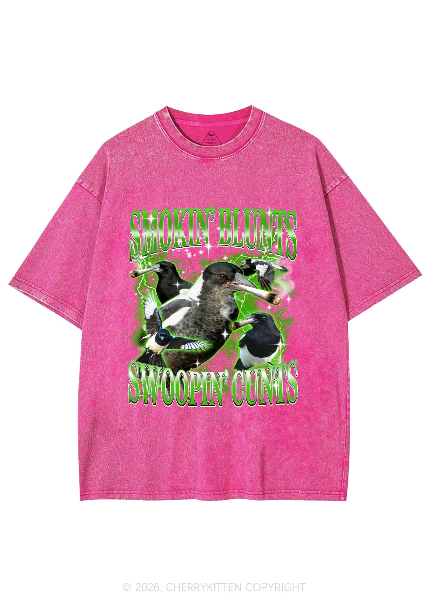 Smokin Blunts Swoopin Cxxts Y2K Shirts Washed Tee Cherrykitten - Image 3