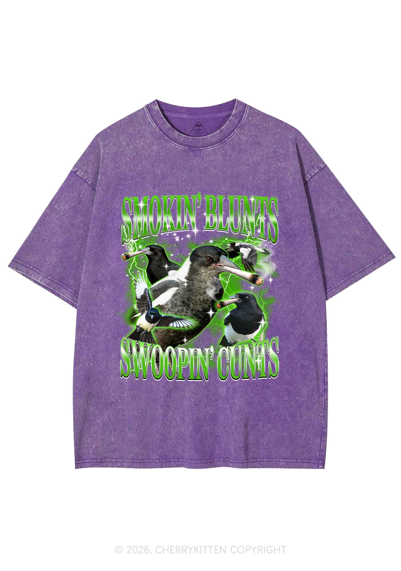 Smokin Blunts Swoopin Cxxts Y2K Shirts Washed Tee Cherrykitten - Image 4