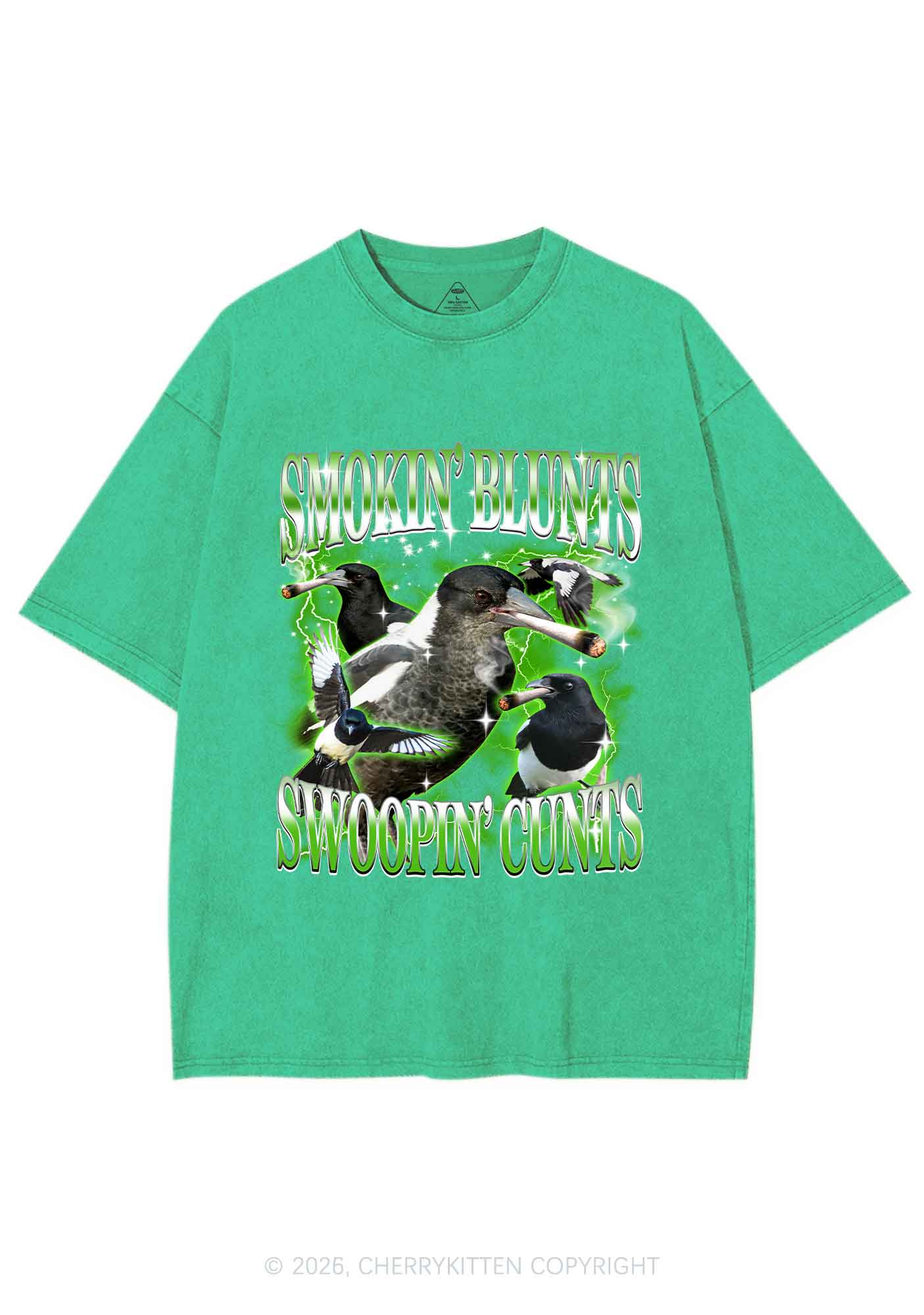 Smokin Blunts Swoopin Cxxts Y2K Shirts Washed Tee Cherrykitten - Image 5