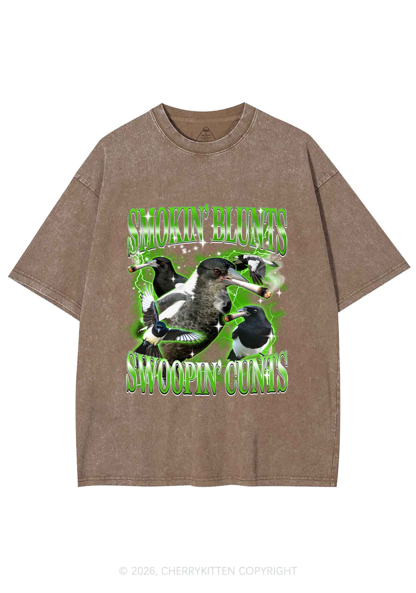 Smokin Blunts Swoopin Cxxts Y2K Shirts Washed Tee Cherrykitten - Image 6
