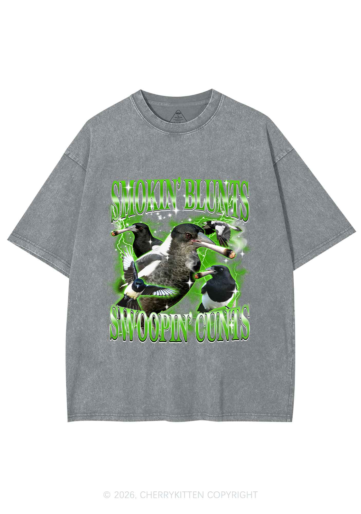 Smokin Blunts Swoopin Cxxts Y2K Shirts Washed Tee Cherrykitten - Image 7