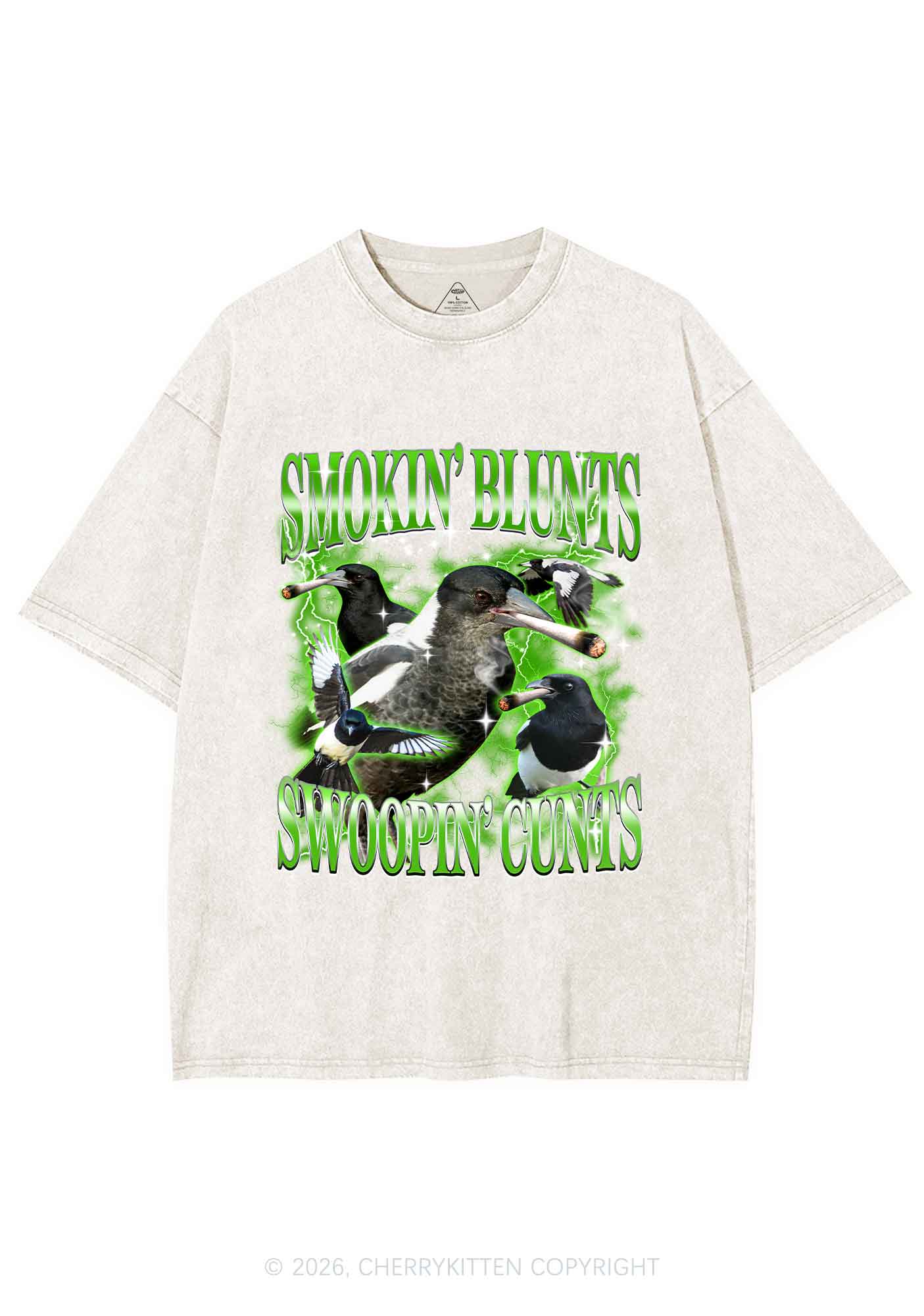 Smokin Blunts Swoopin Cxxts Y2K Shirts Washed Tee Cherrykitten - Image 8