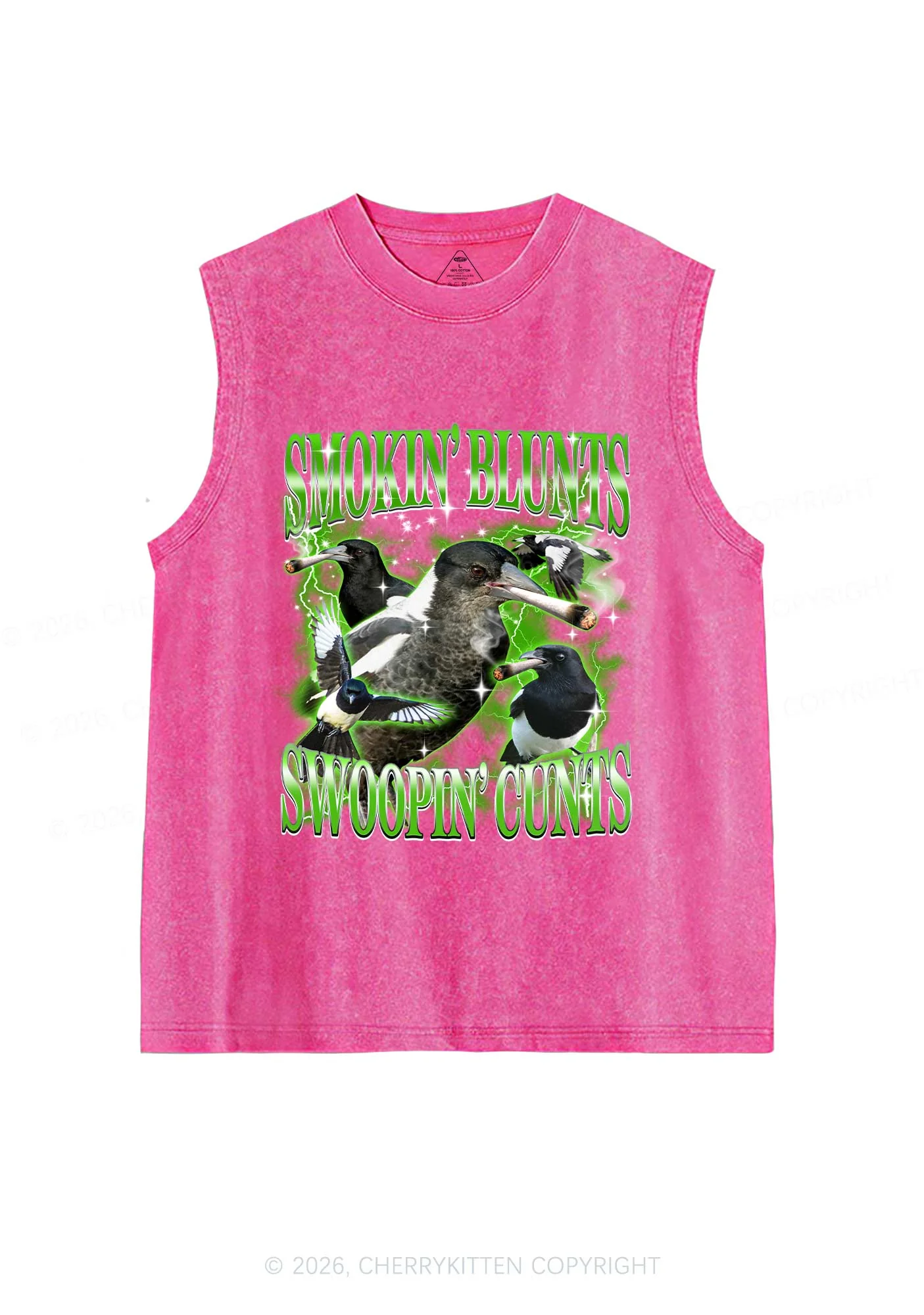 Smokin Blunts Swoopin Cxxts Y2K Washed Muscle Tank Cherrykitten - Image 3
