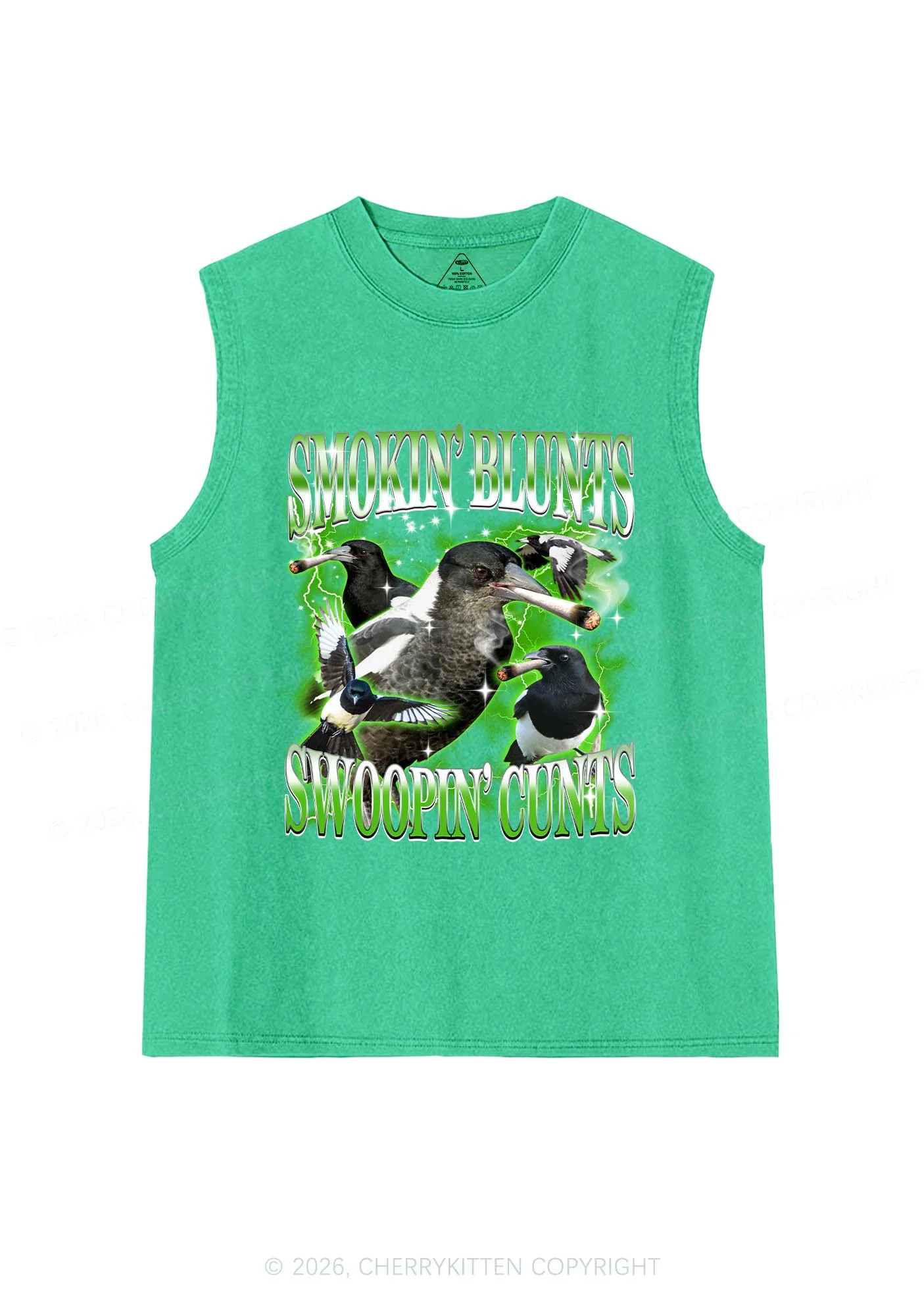 Smokin Blunts Swoopin Cxxts Y2K Washed Muscle Tank Cherrykitten - Image 4