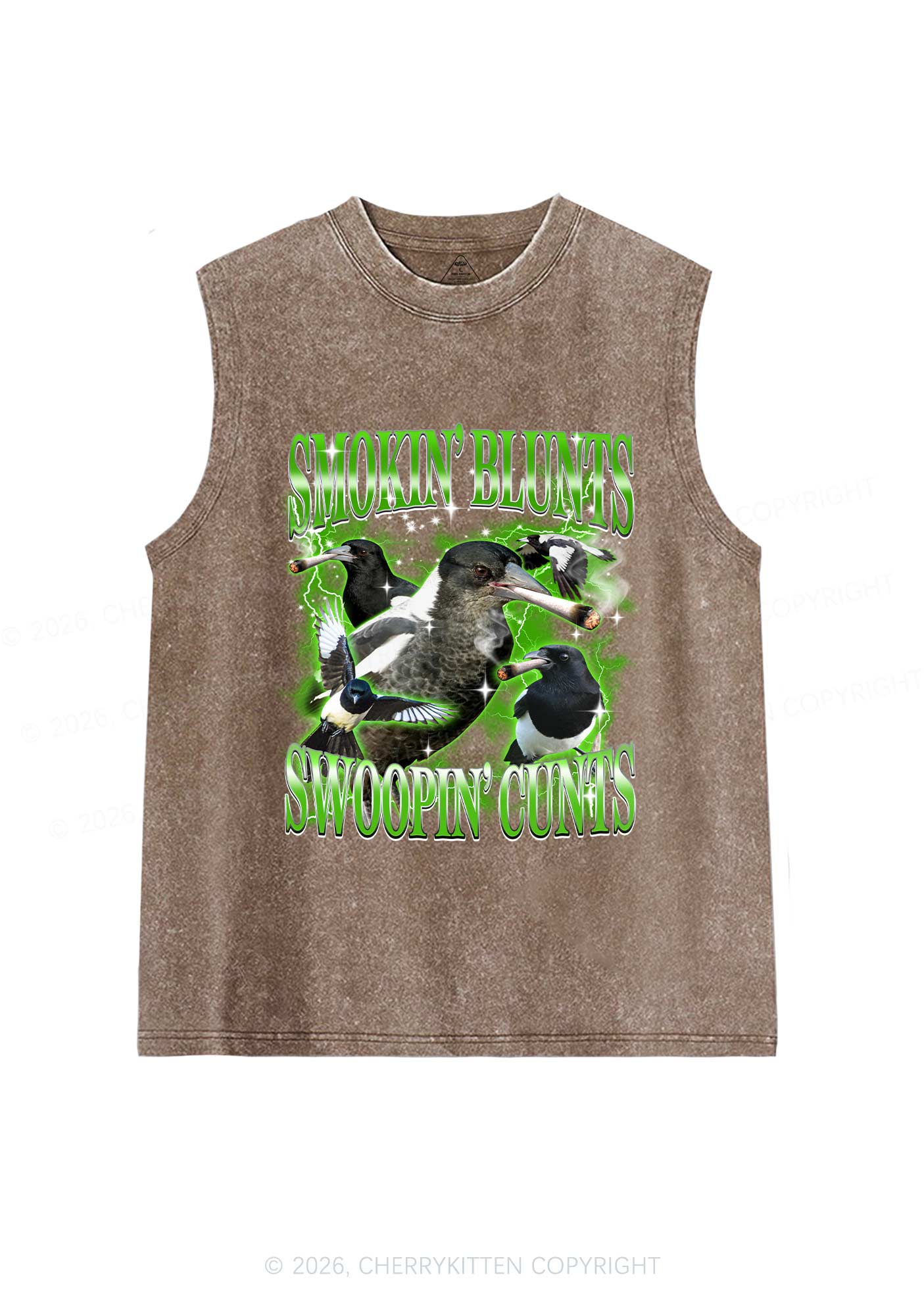 Smokin Blunts Swoopin Cxxts Y2K Washed Muscle Tank Cherrykitten - Image 5