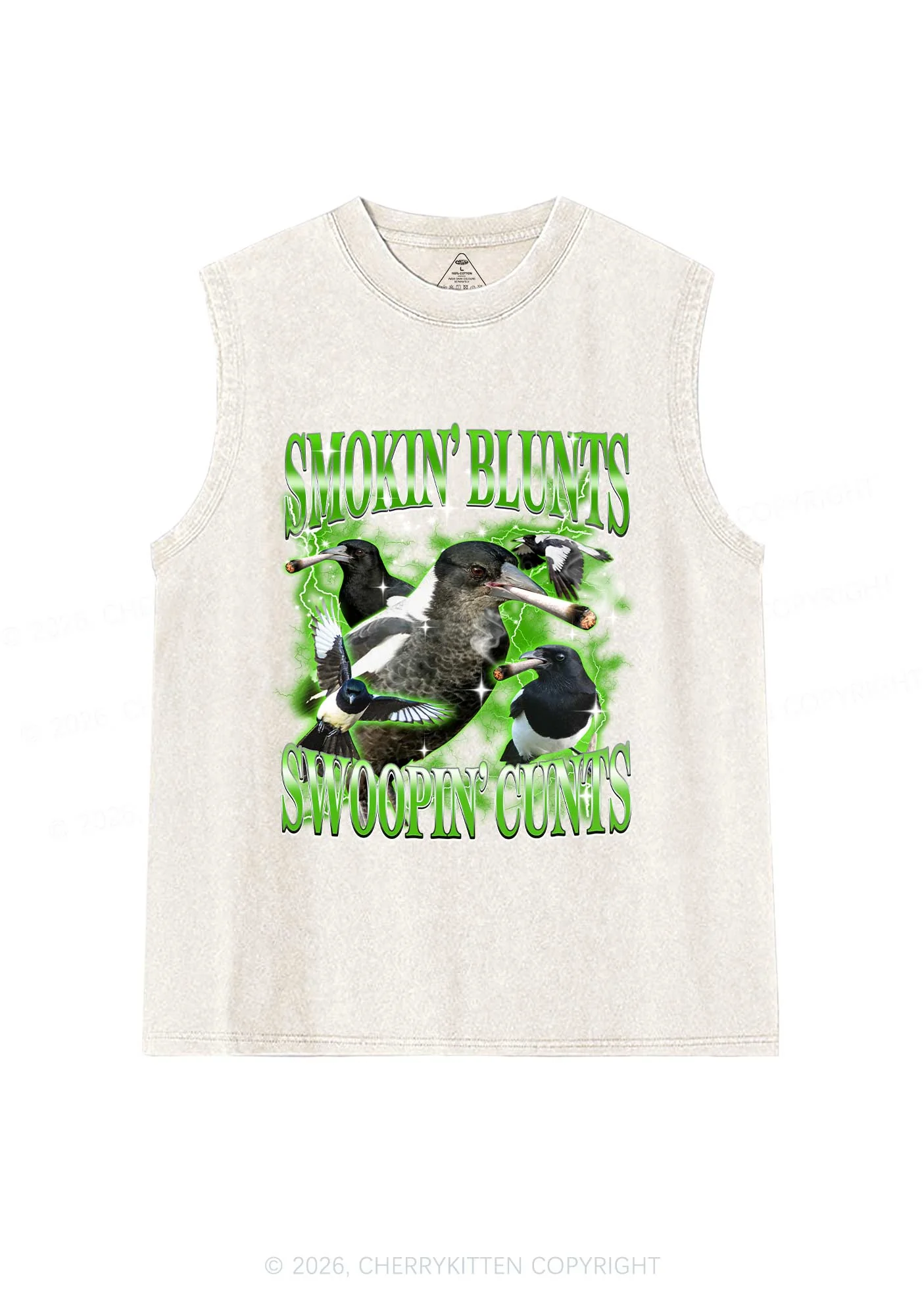 Smokin Blunts Swoopin Cxxts Y2K Washed Muscle Tank Cherrykitten - Image 7