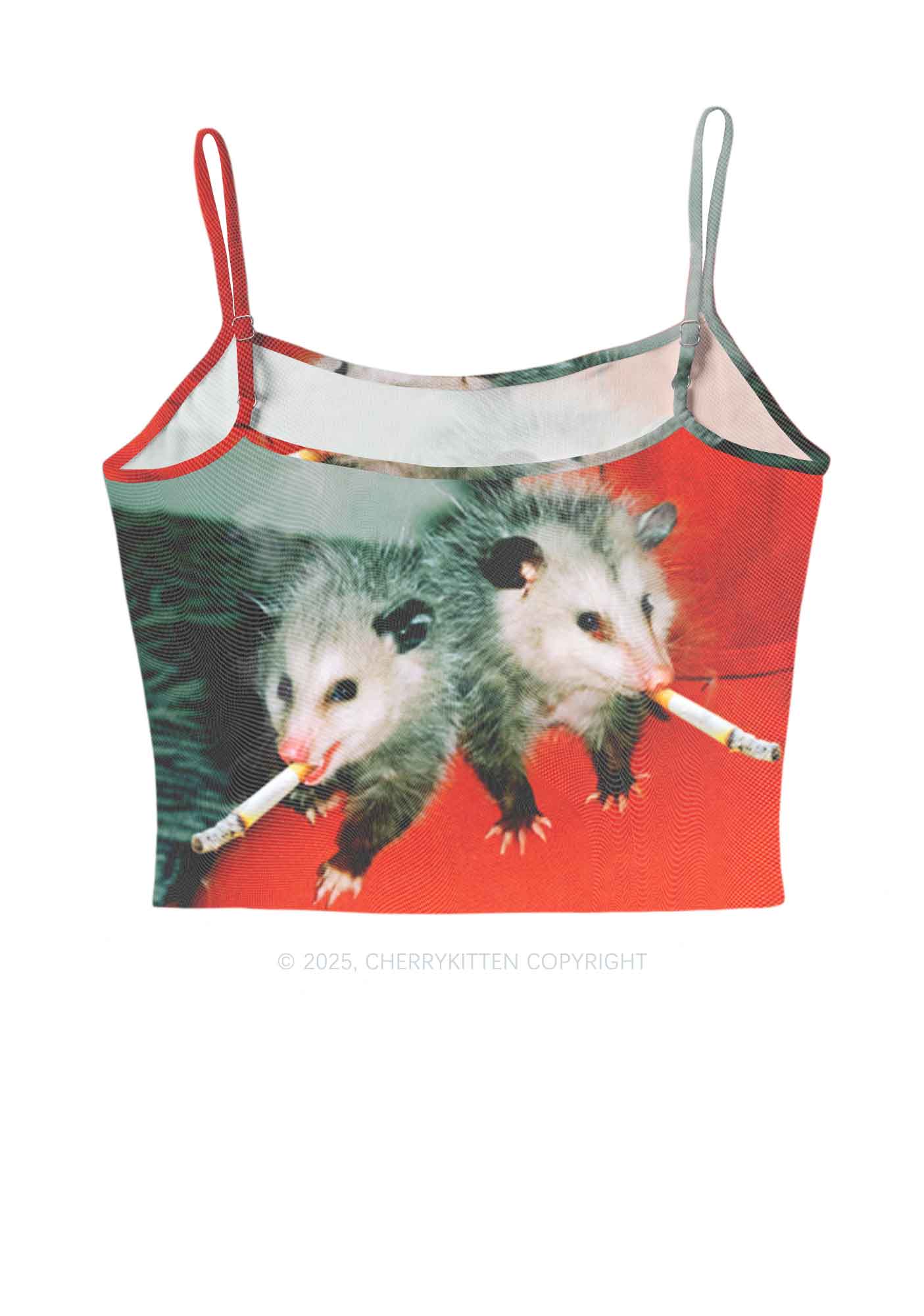 Smoking Badass Possum Y2K Mesh Cami Tank Cherrykitten - Image 3
