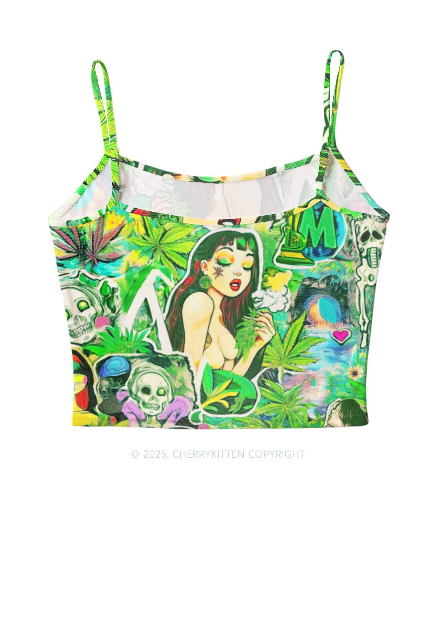 Smoking Girl Y2K Mesh Cami Tank Cherrykitten - Image 2