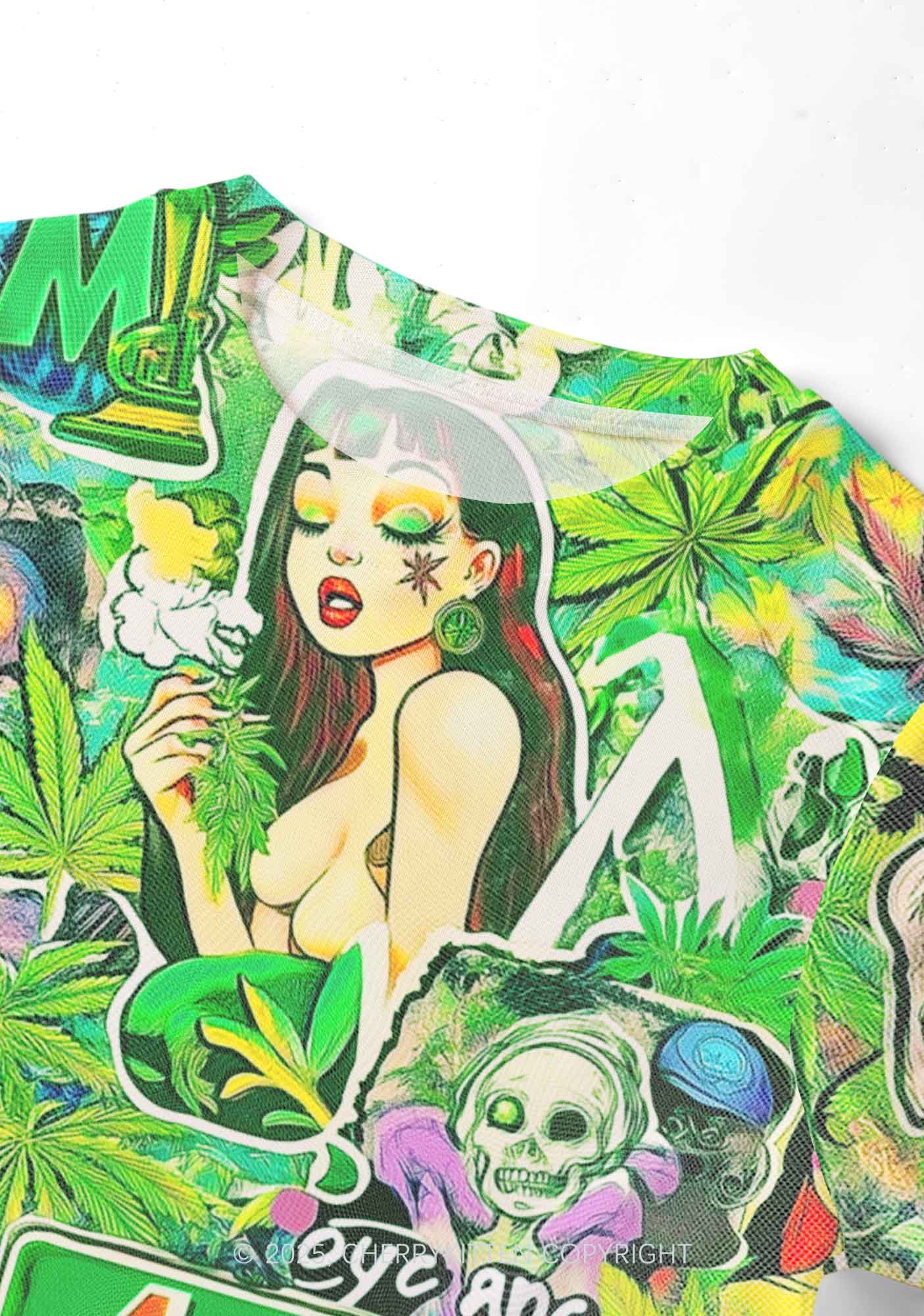 Smoking Girl Y2K Mesh Crop Top Cherrykitten - Image 4