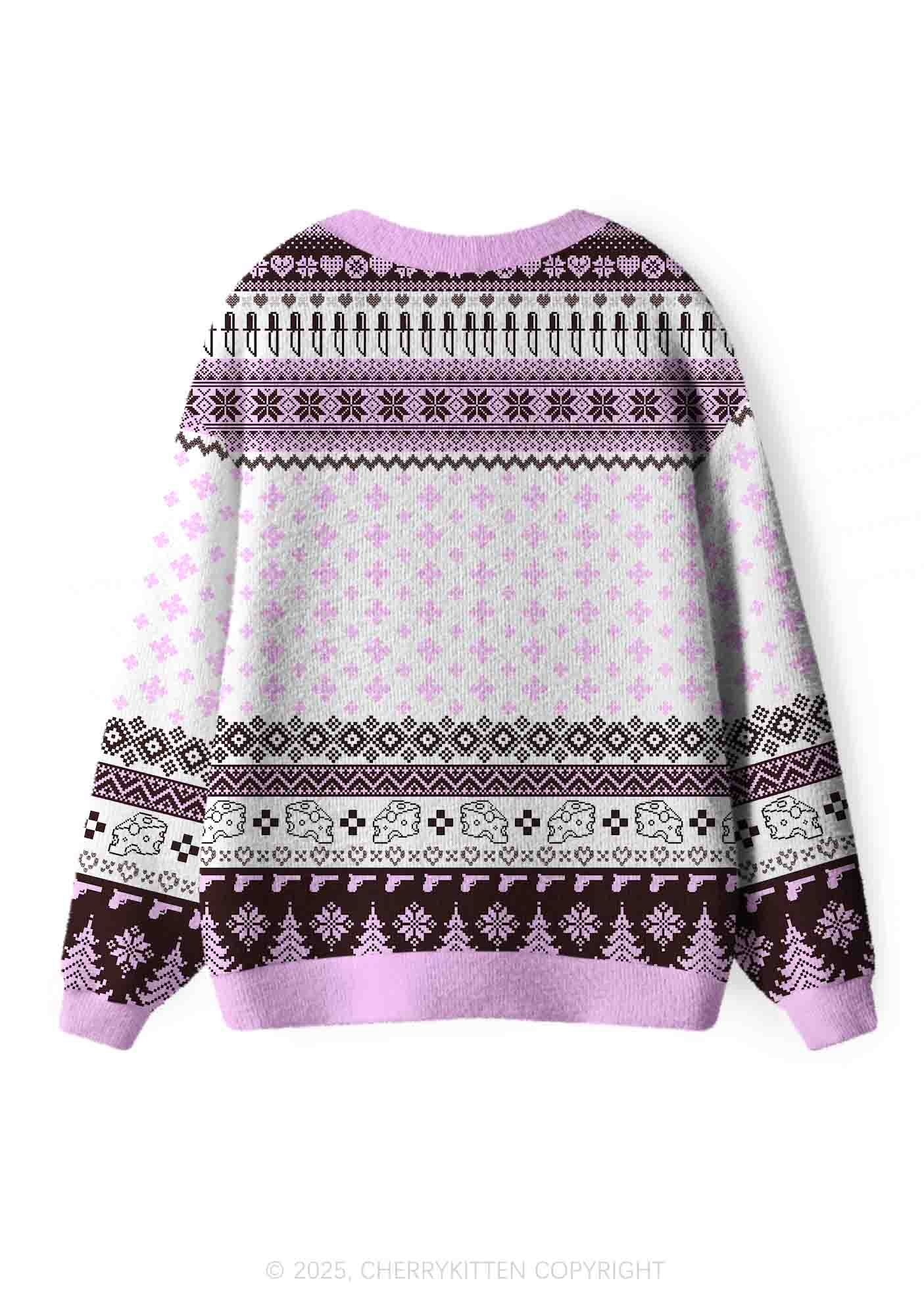 Smoking Rats Y2K Christmas Cardigan Knit Sweatshirt Cherrykitten - Image 2