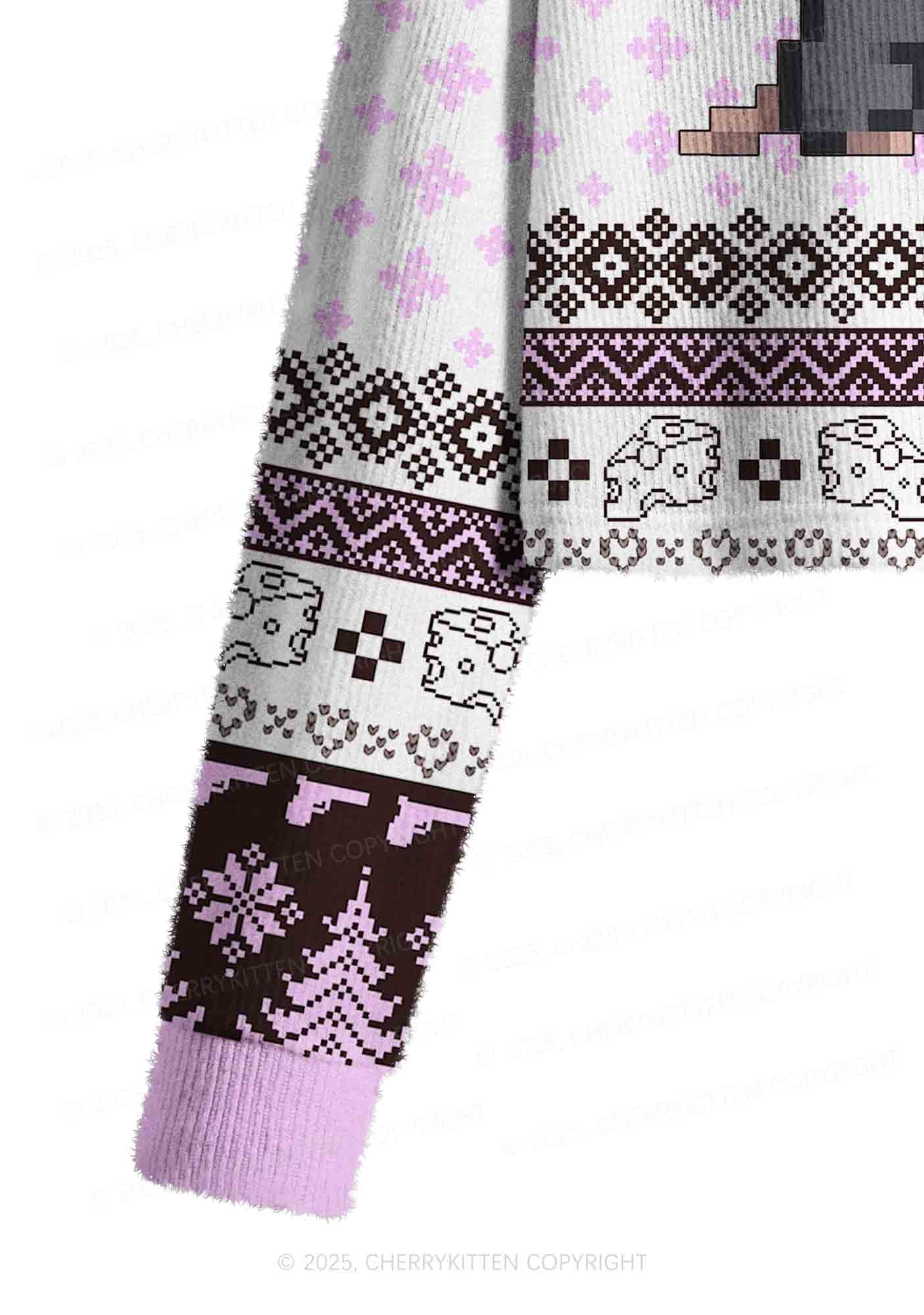 Smoking Rats Y2K Christmas Crop Knit Sweatshirt Cherrykitten - Image 5