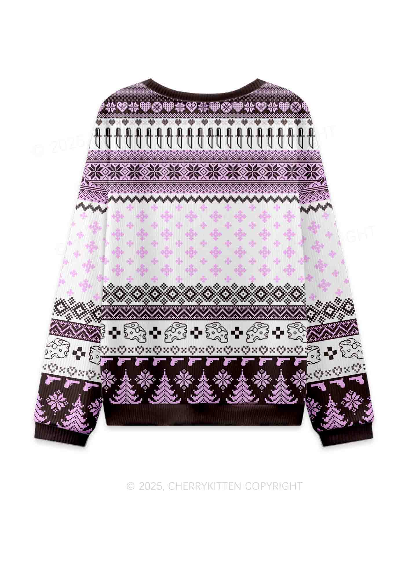 Smoking Rats Y2K Christmas Knit Sweatshirt Cherrykitten - Image 2