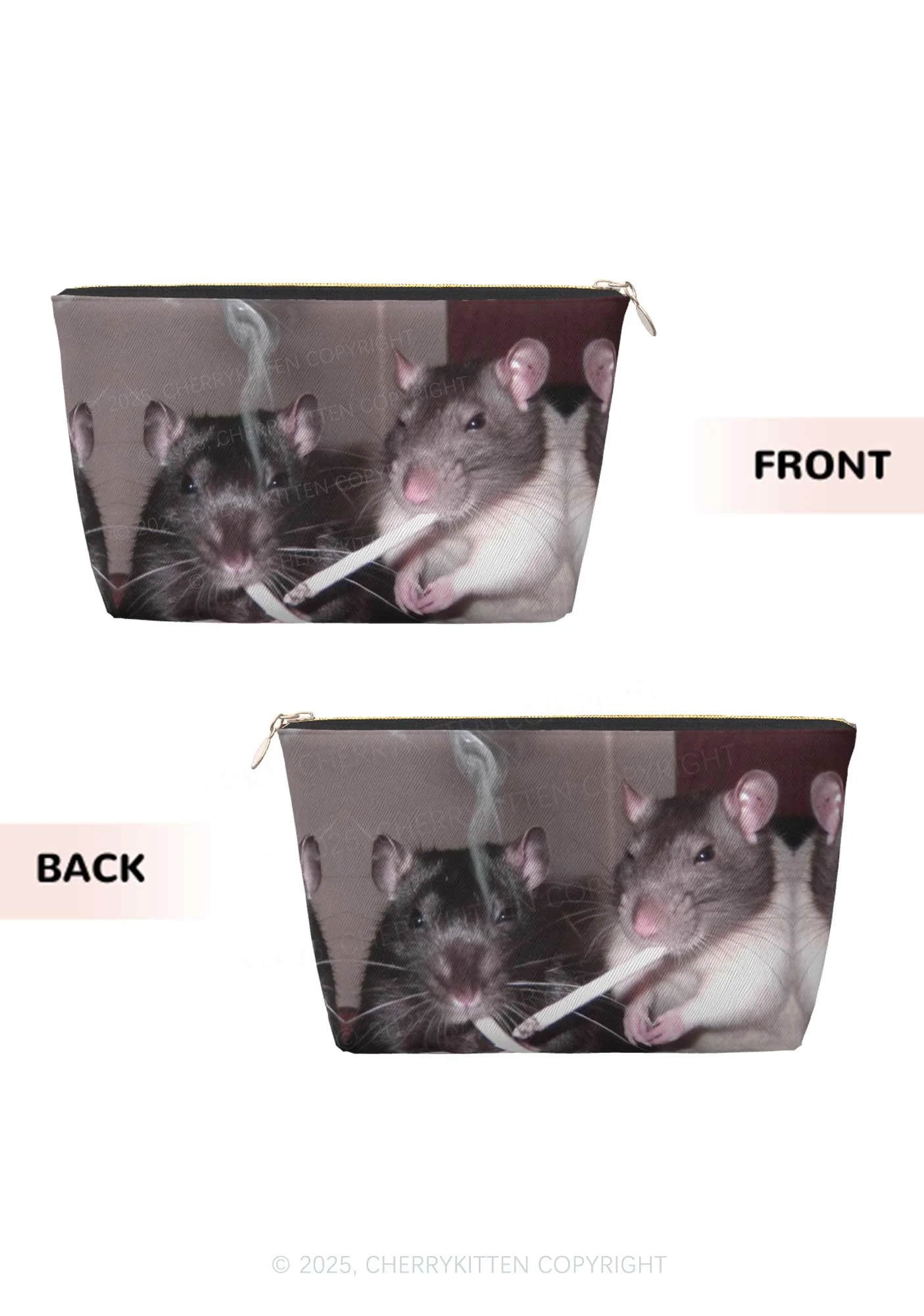 Smoking Rats Y2K Leather Makeup Bag Cherrykitten - Image 2