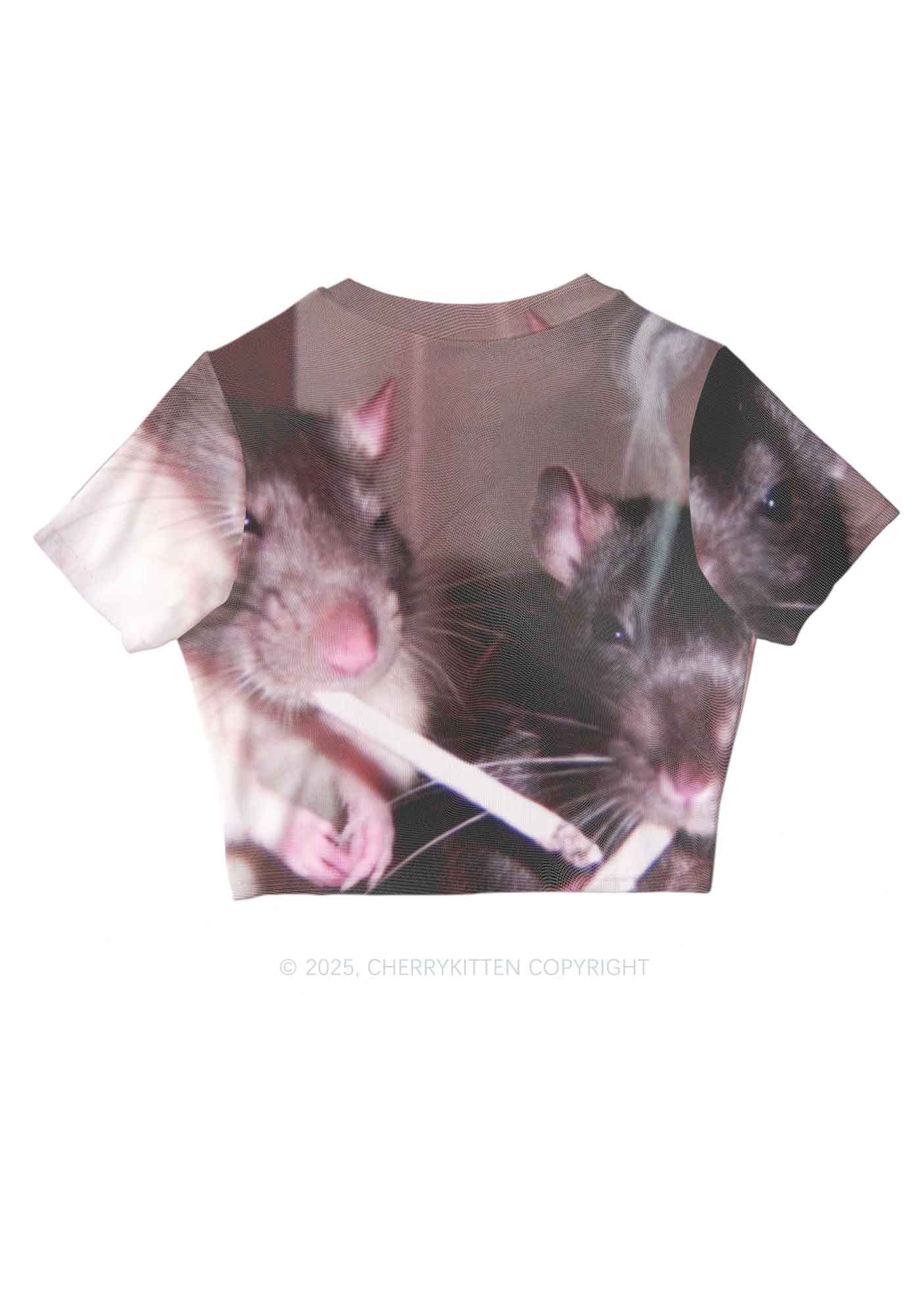 Smoking Rats Y2K Mesh Crop Top Cherrykitten - Image 3