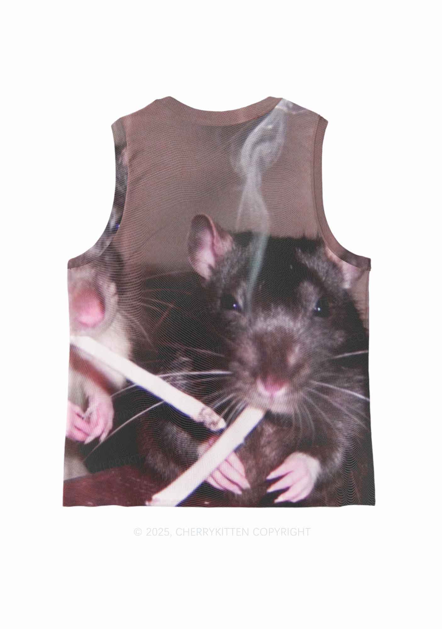 Smoking Rats Y2K Mesh Muscle Tank Cherrykitten - Image 3