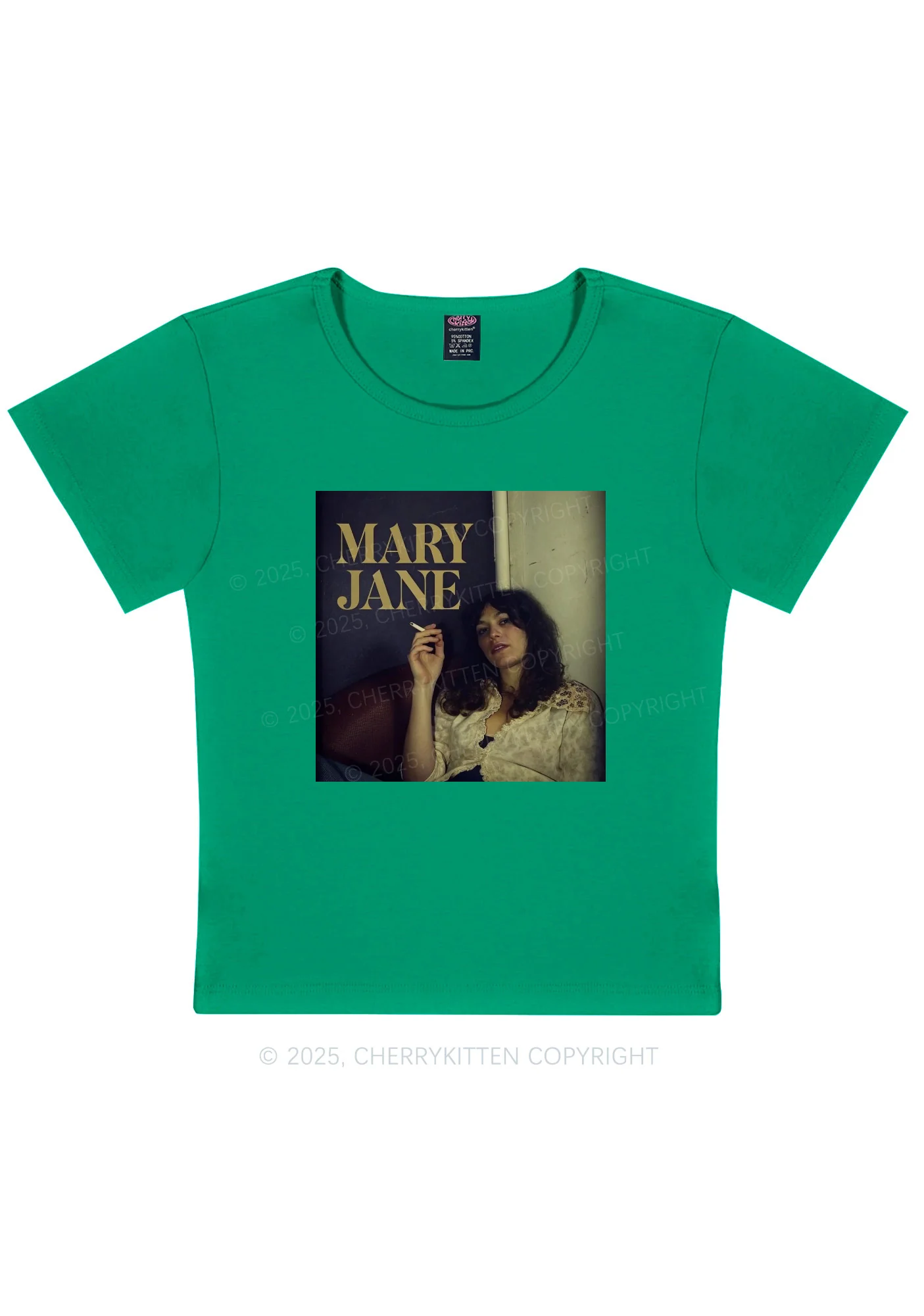 Smoking Woman Y2K Baby Tee Cherrykitten - Image 10