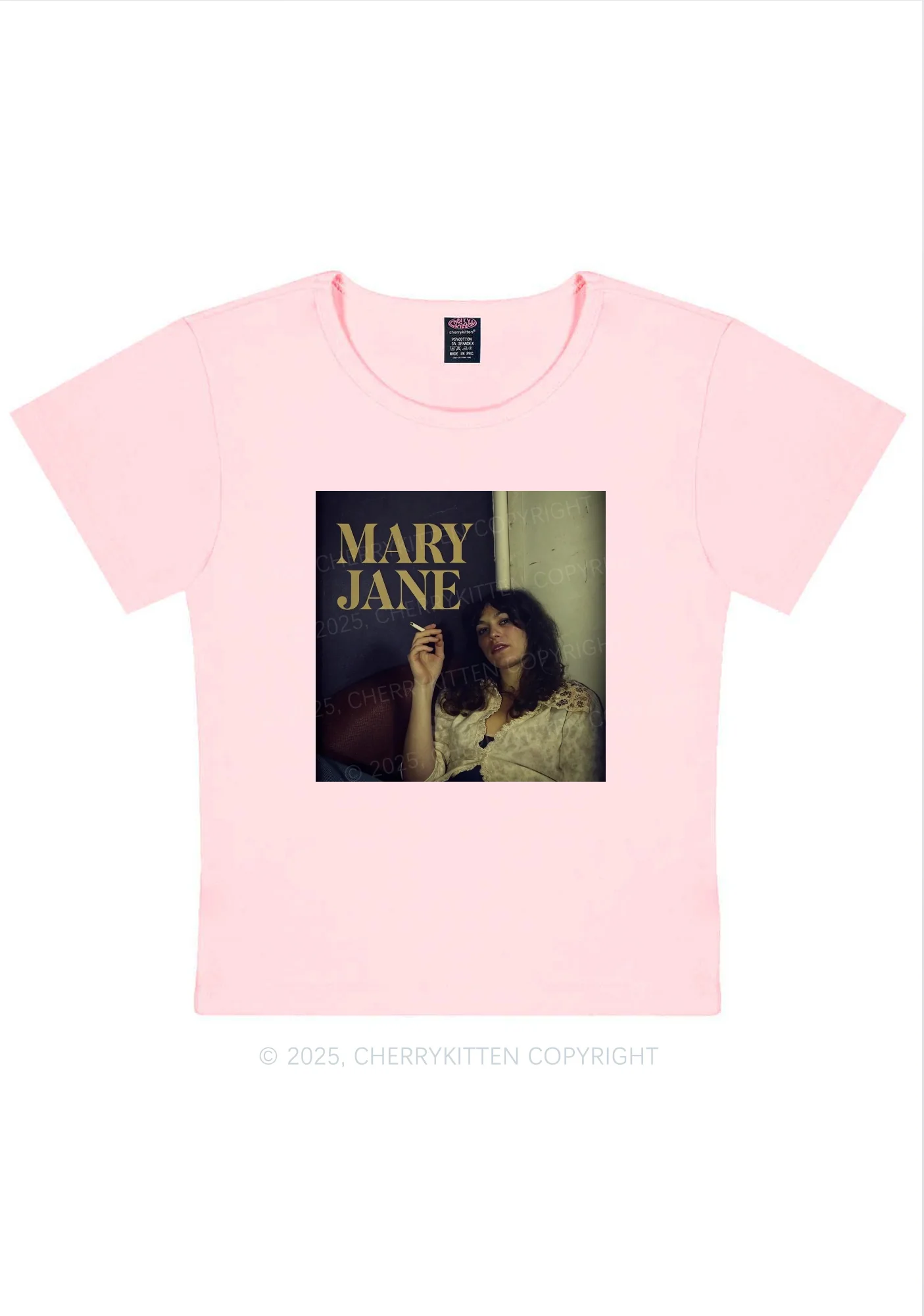 Smoking Woman Y2K Baby Tee Cherrykitten - Image 11