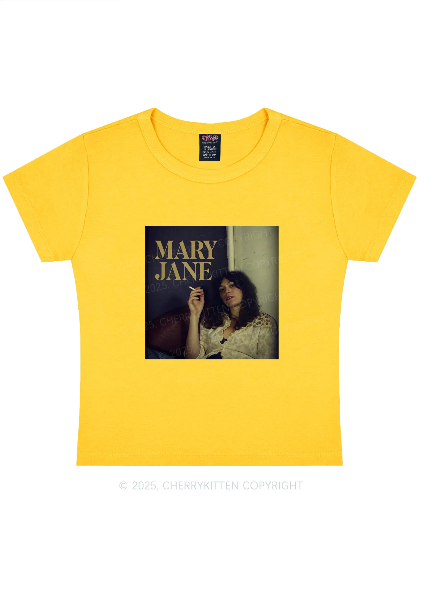 Smoking Woman Y2K Baby Tee Cherrykitten - Image 5
