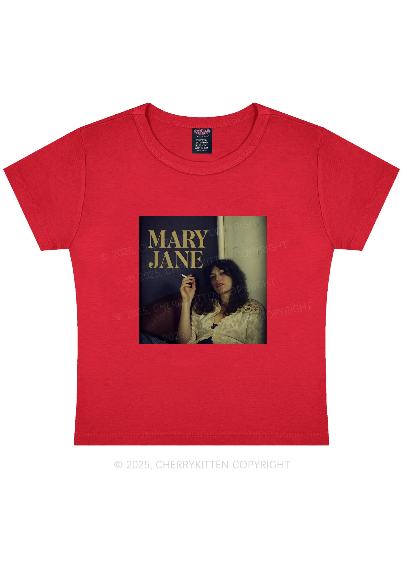 Smoking Woman Y2K Baby Tee Cherrykitten - Image 6