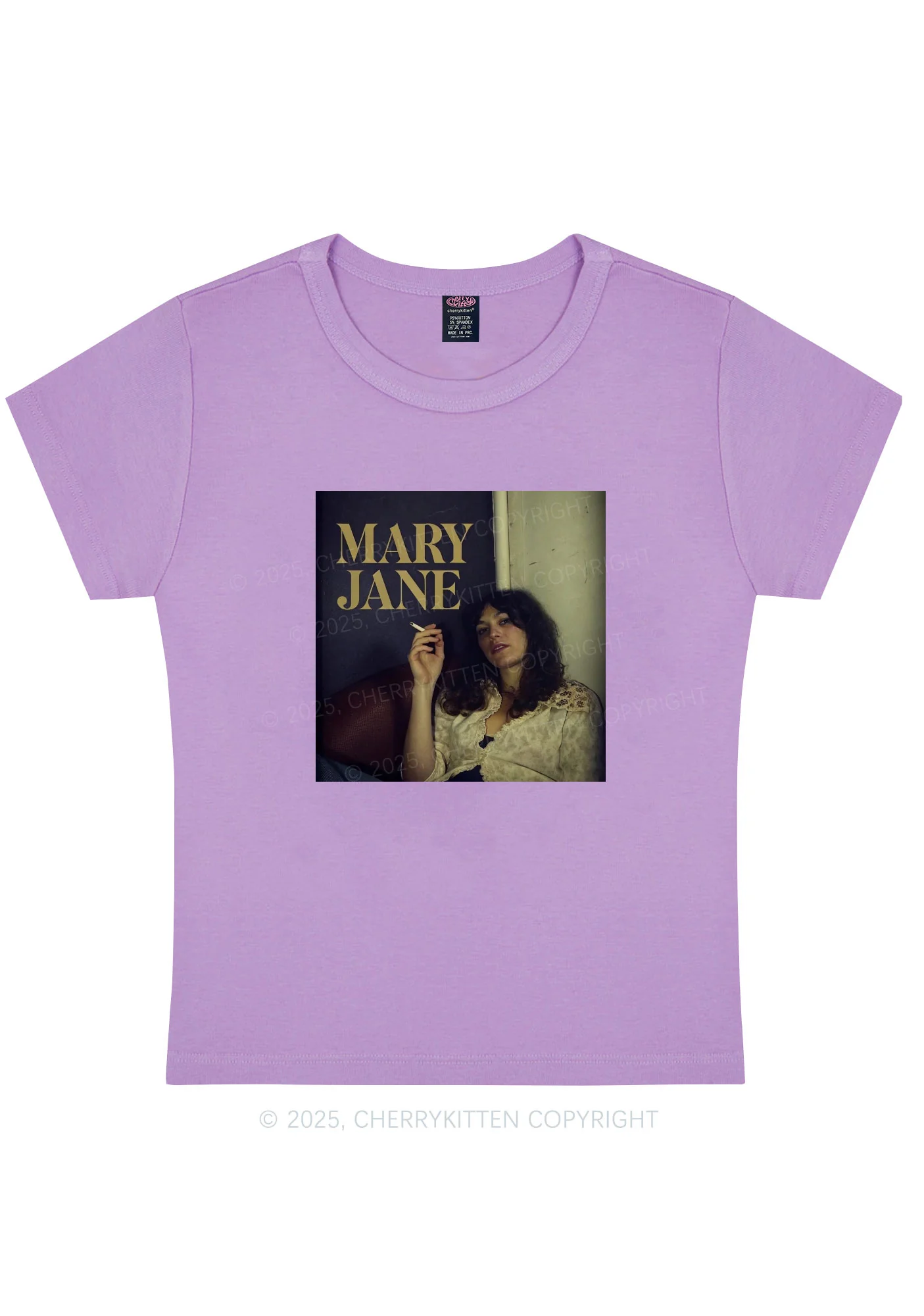 Smoking Woman Y2K Baby Tee Cherrykitten - Image 7