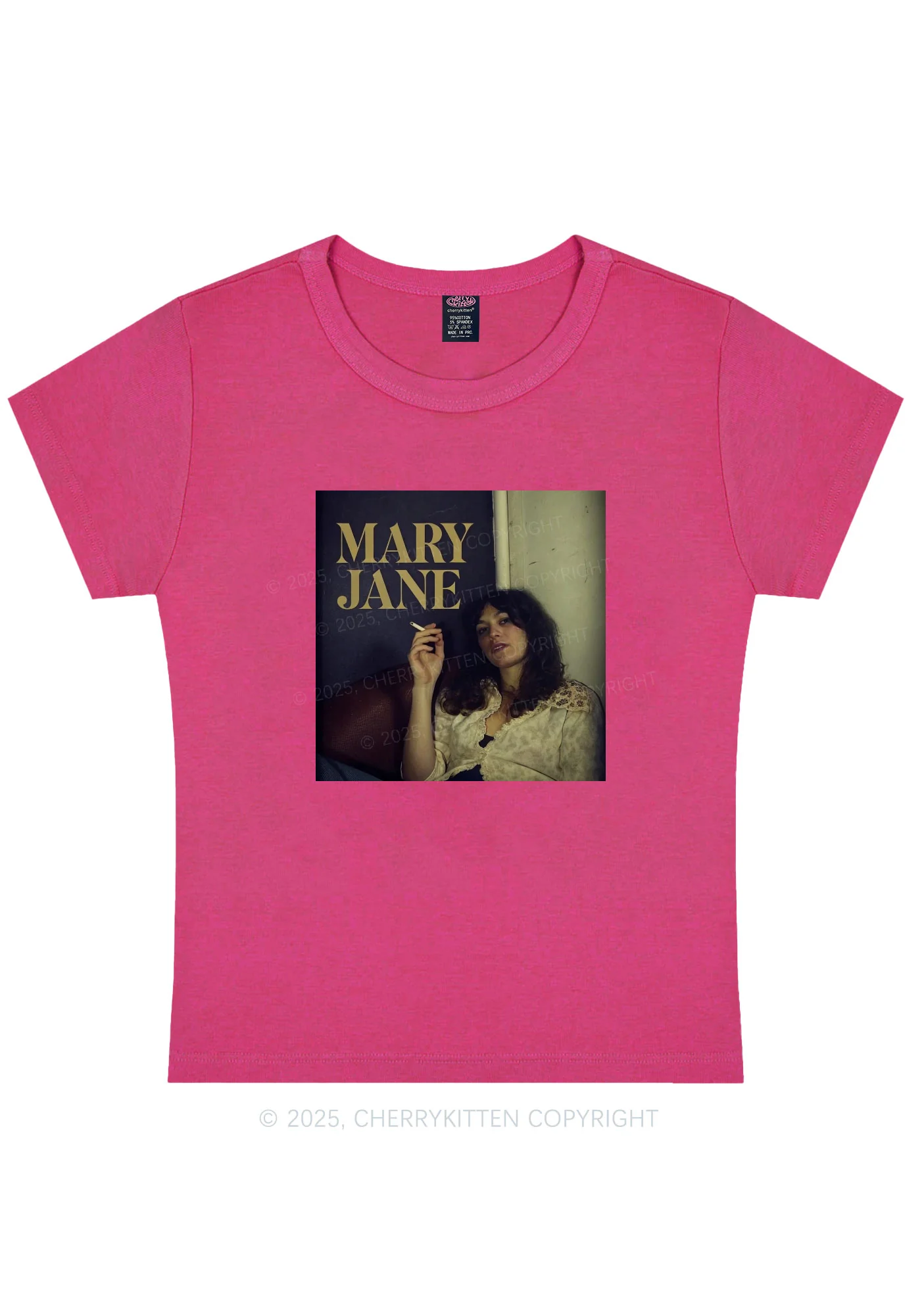 Smoking Woman Y2K Baby Tee Cherrykitten - Image 8