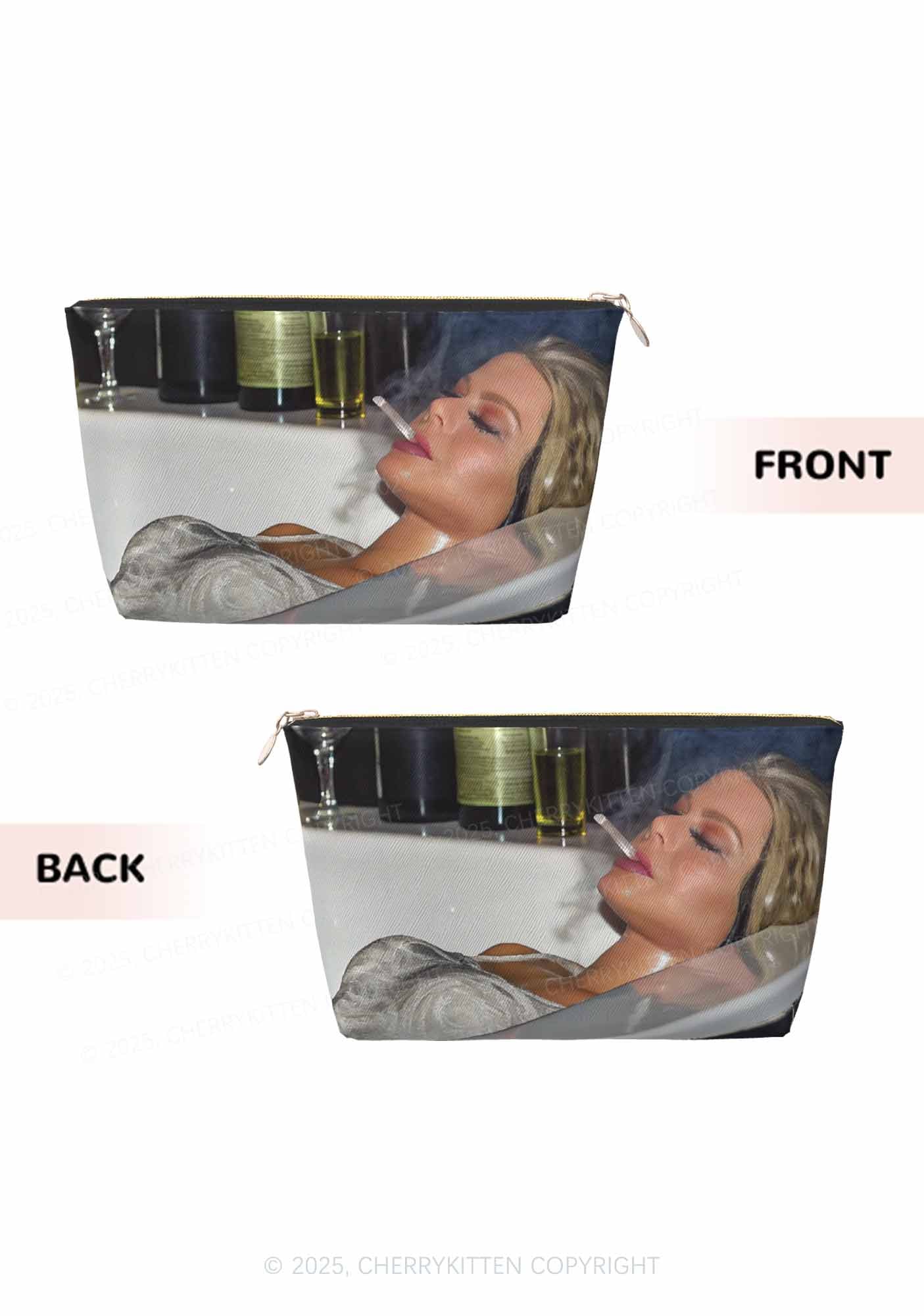 Smoking Woman Y2K Leather Makeup Bag Cherrykitten - Image 2