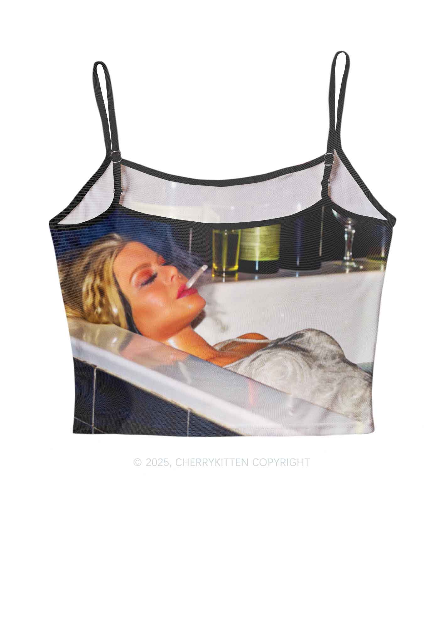 Smoking Woman Y2K Mesh Cami Tank Cherrykitten - Image 2