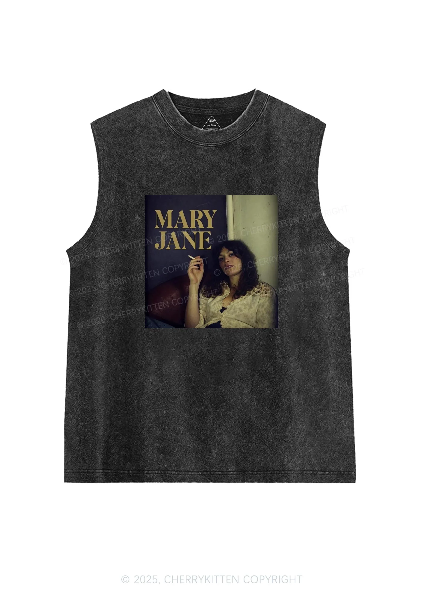 Smoking Woman Y2K Washed Tank Cherrykitten - Image 3